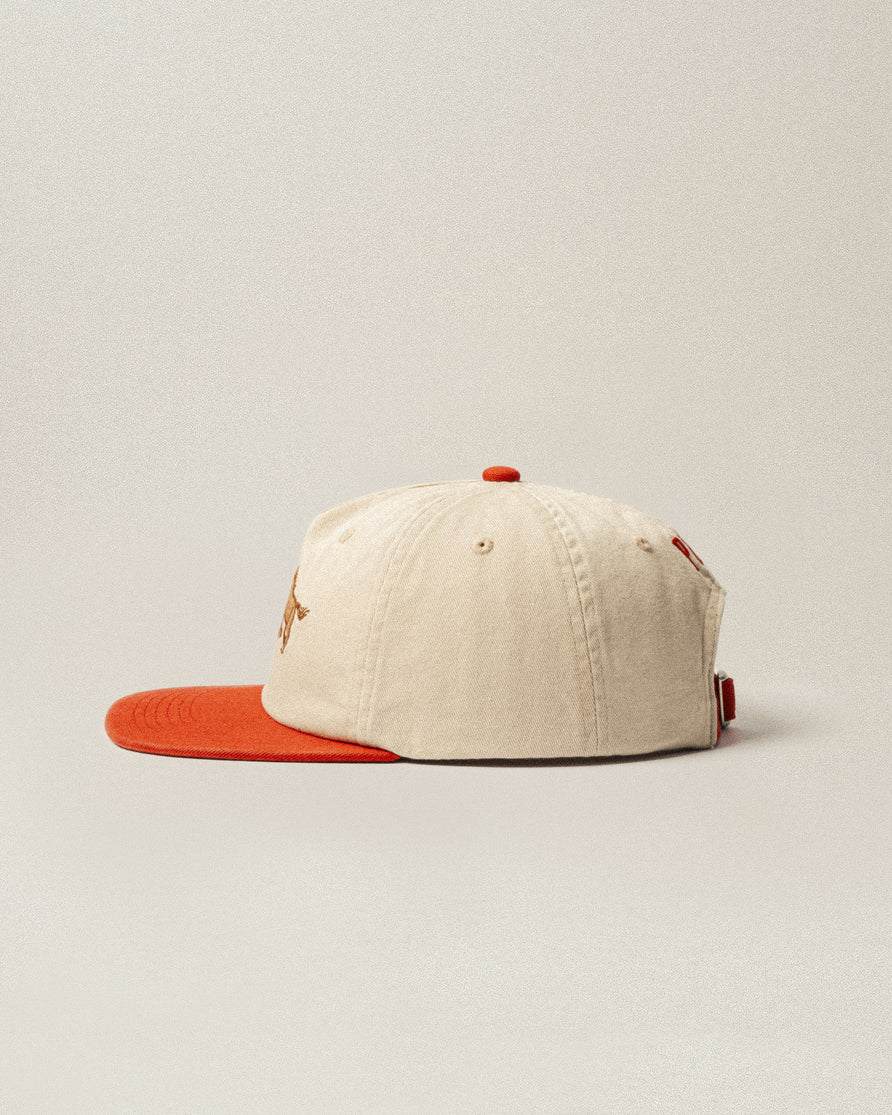 Bronco 5 Panel Cap - Ecru & Red