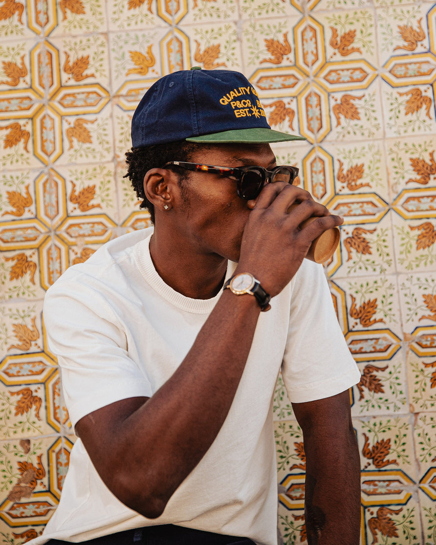 Quality Goods Twill 5 Panel Cap - Navy & Green