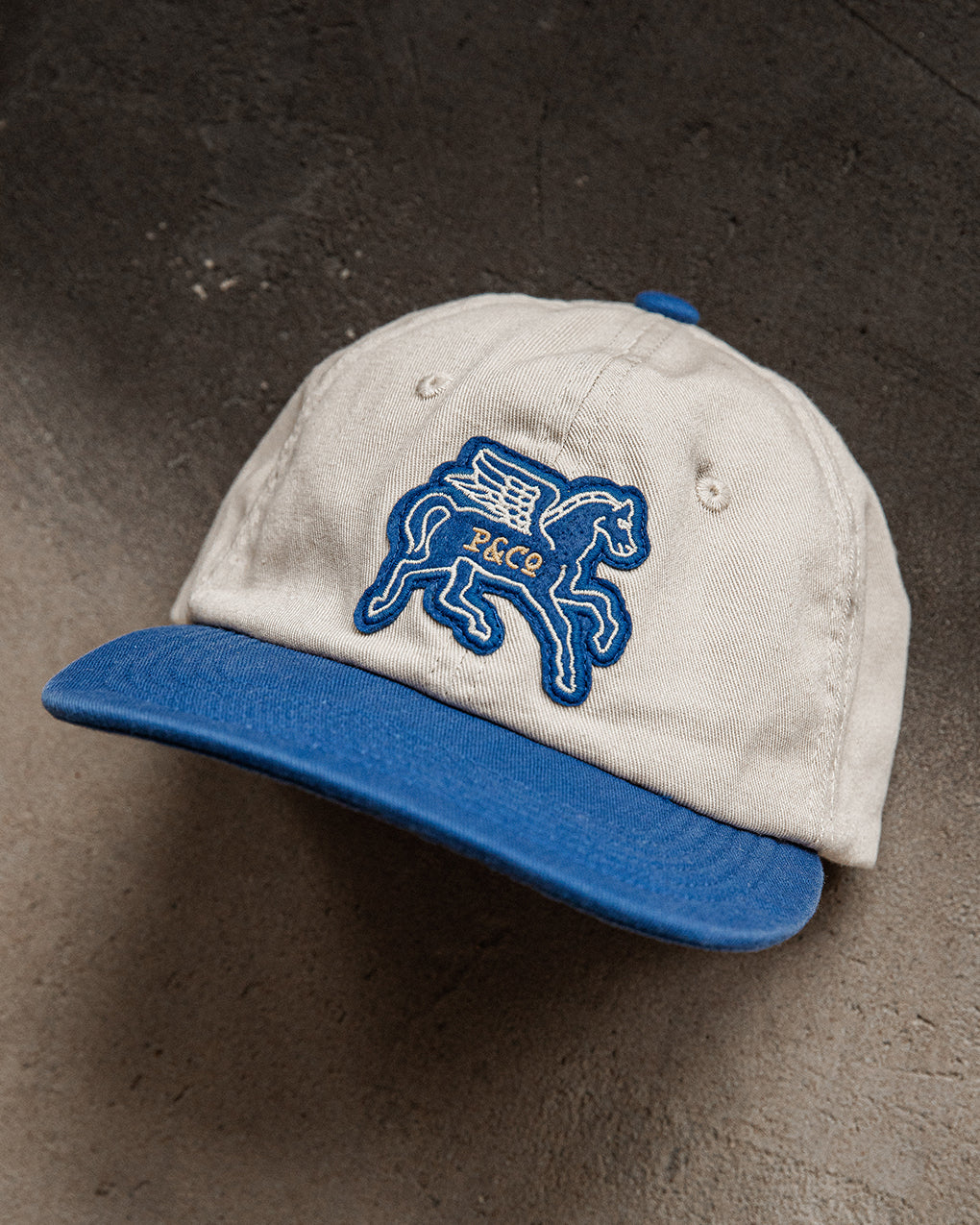 Pegasus 6 Panel Cap - Ecru / Blue