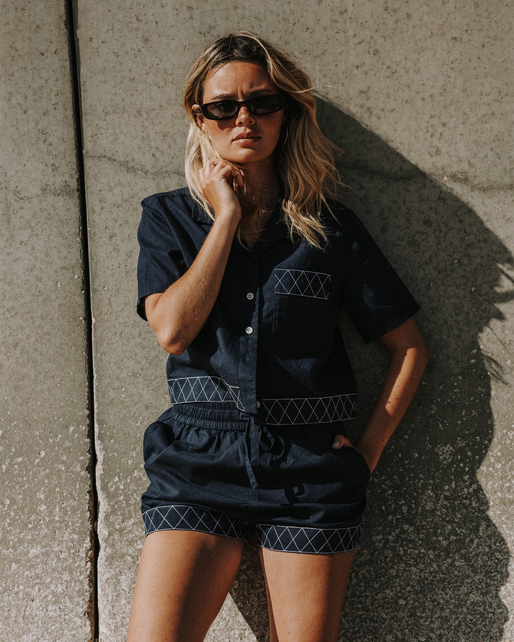 Lottie Linen Shorts - Navy