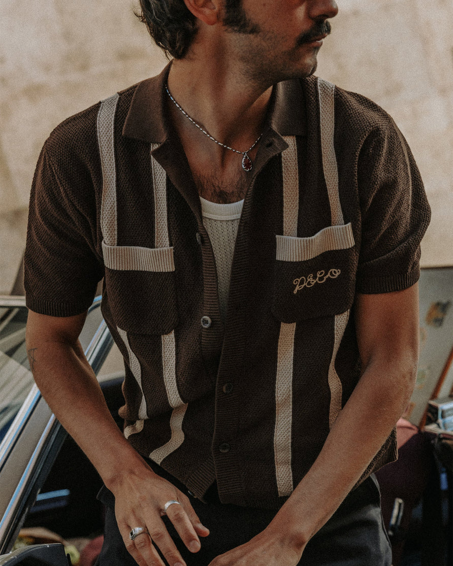 Delon Knitted Polo - Brown