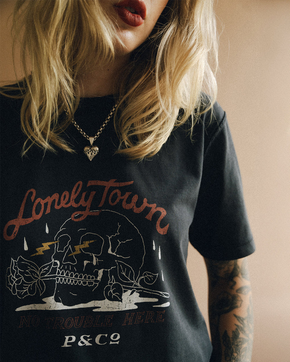Lonely Town T-Shirt - Heavy Washed Black
