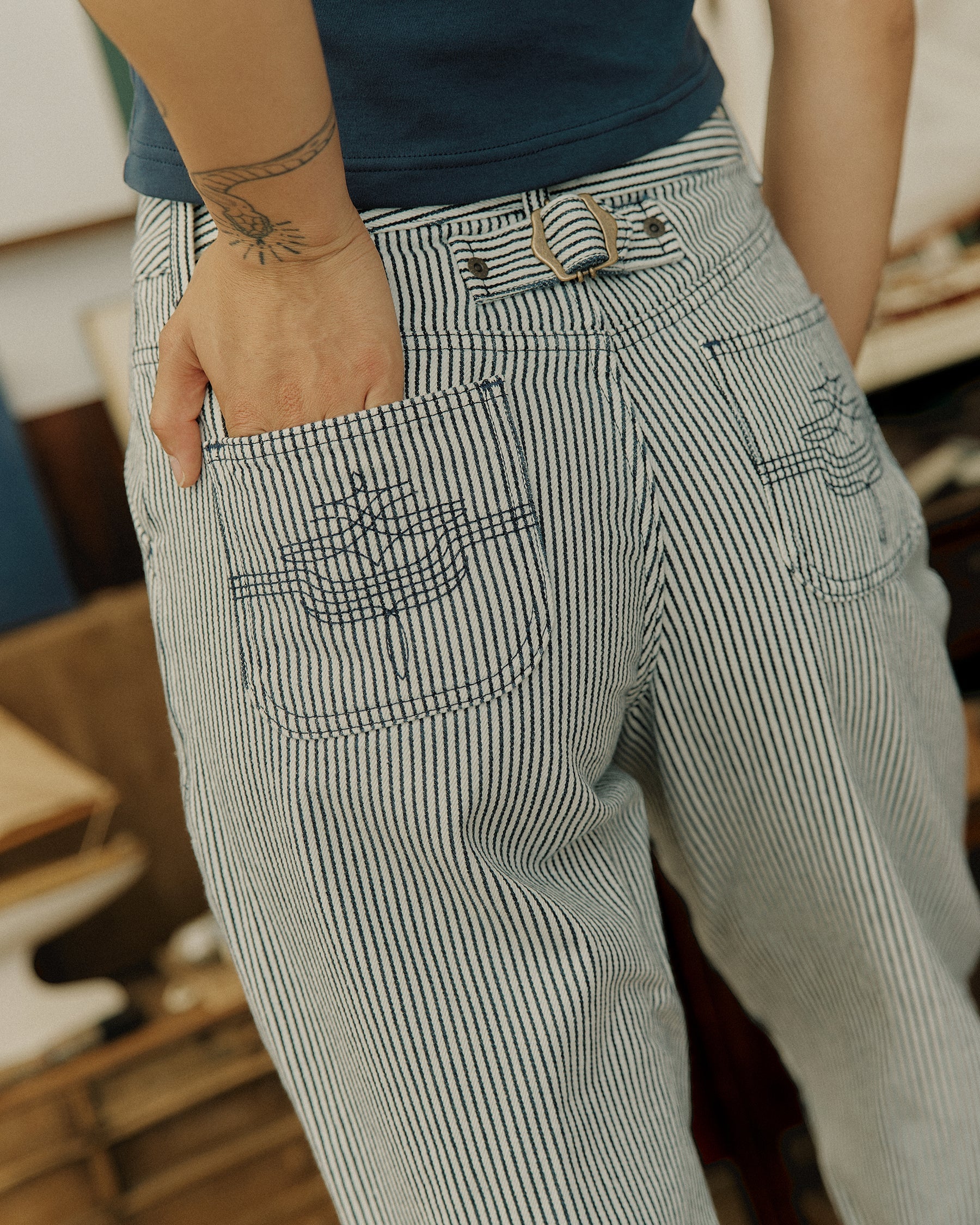 Nomad Pant - White Hickory Stripe