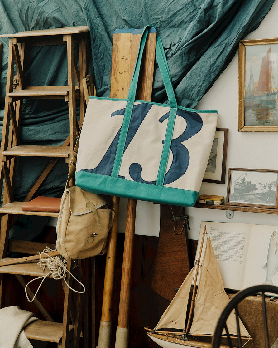 Harbour Sail Tote Bag - Ecru & Green