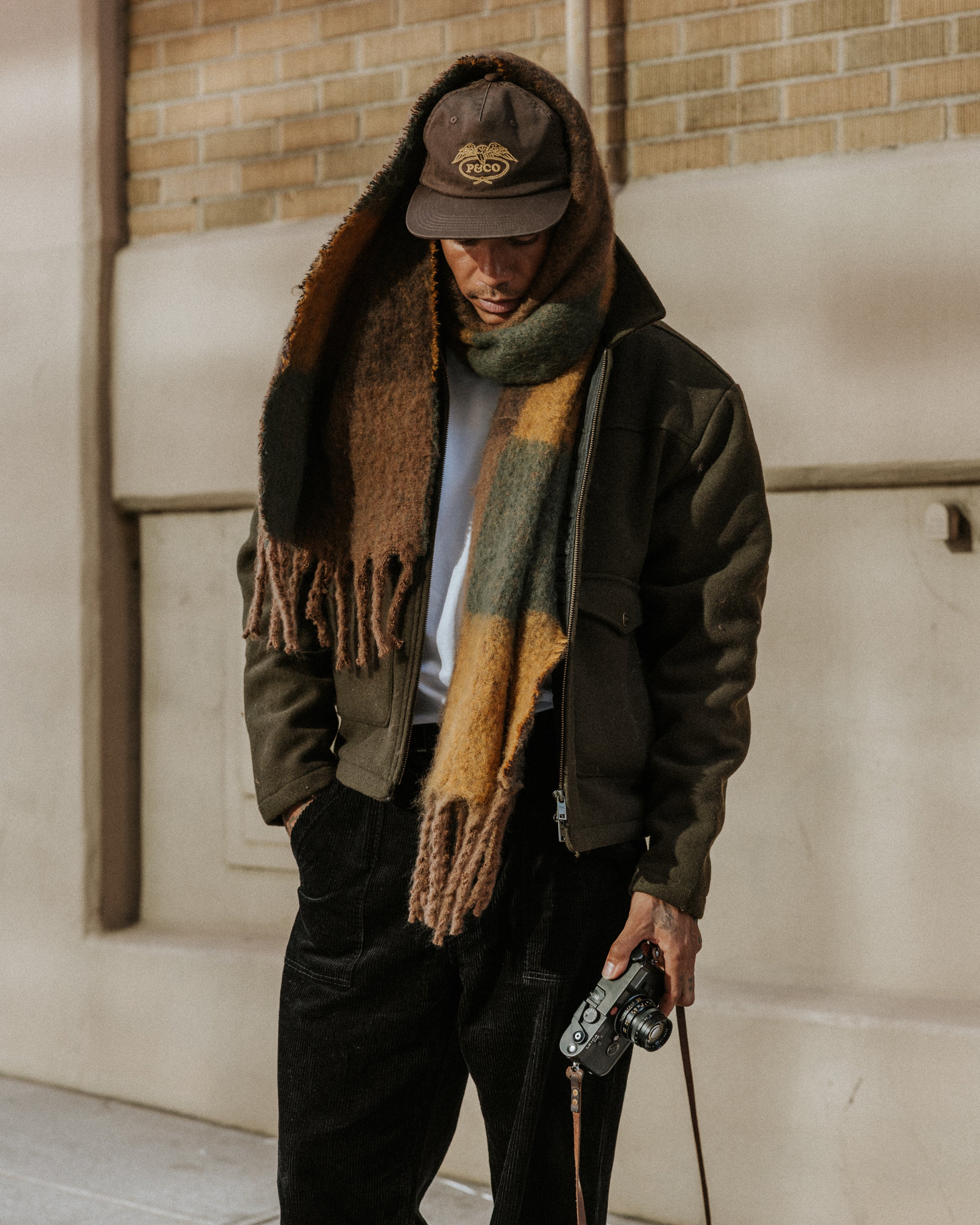 Checked Brushed Scarf - Multi