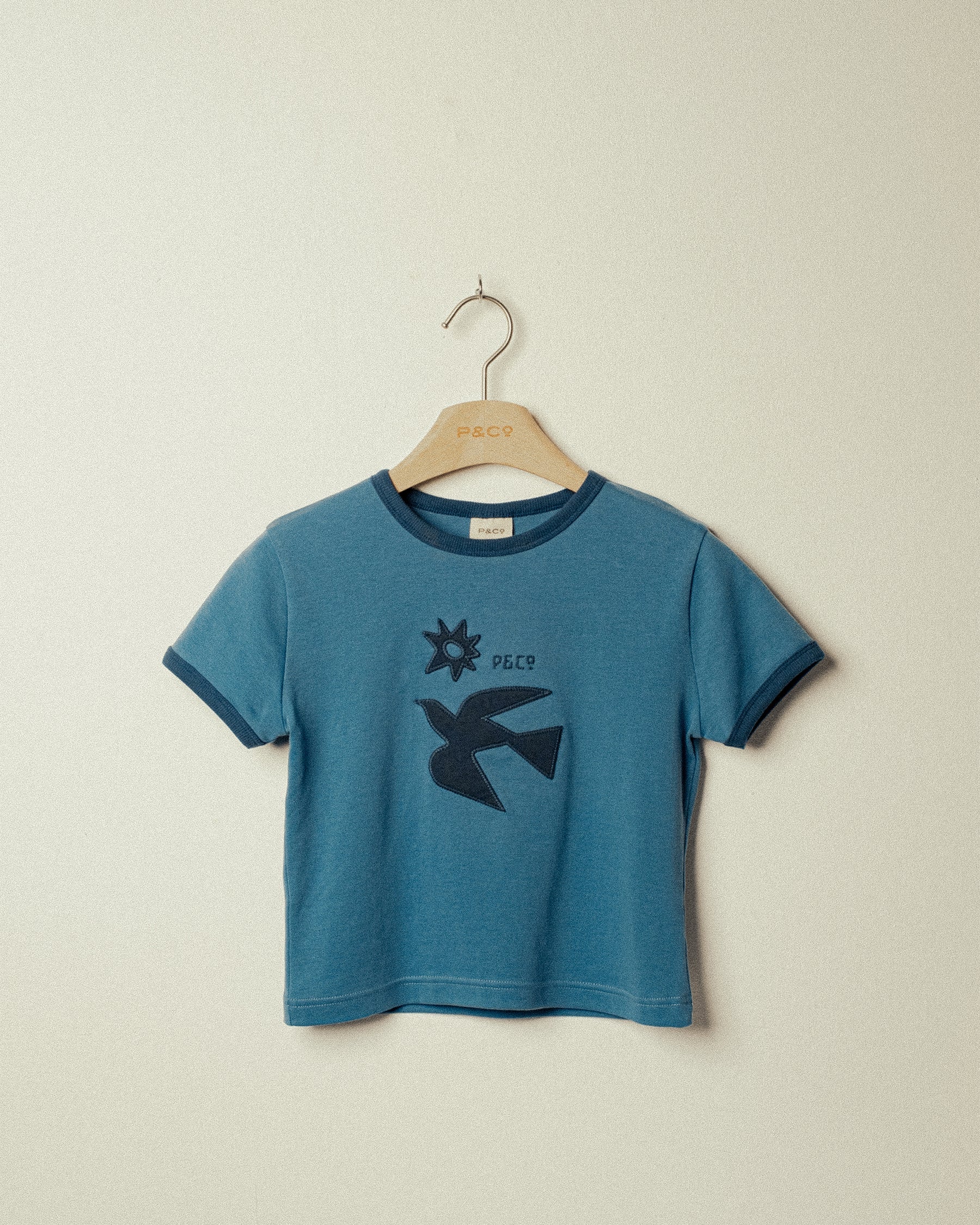 Freedom Appliqué Ringer Baby T-Shirt - Washed Blue