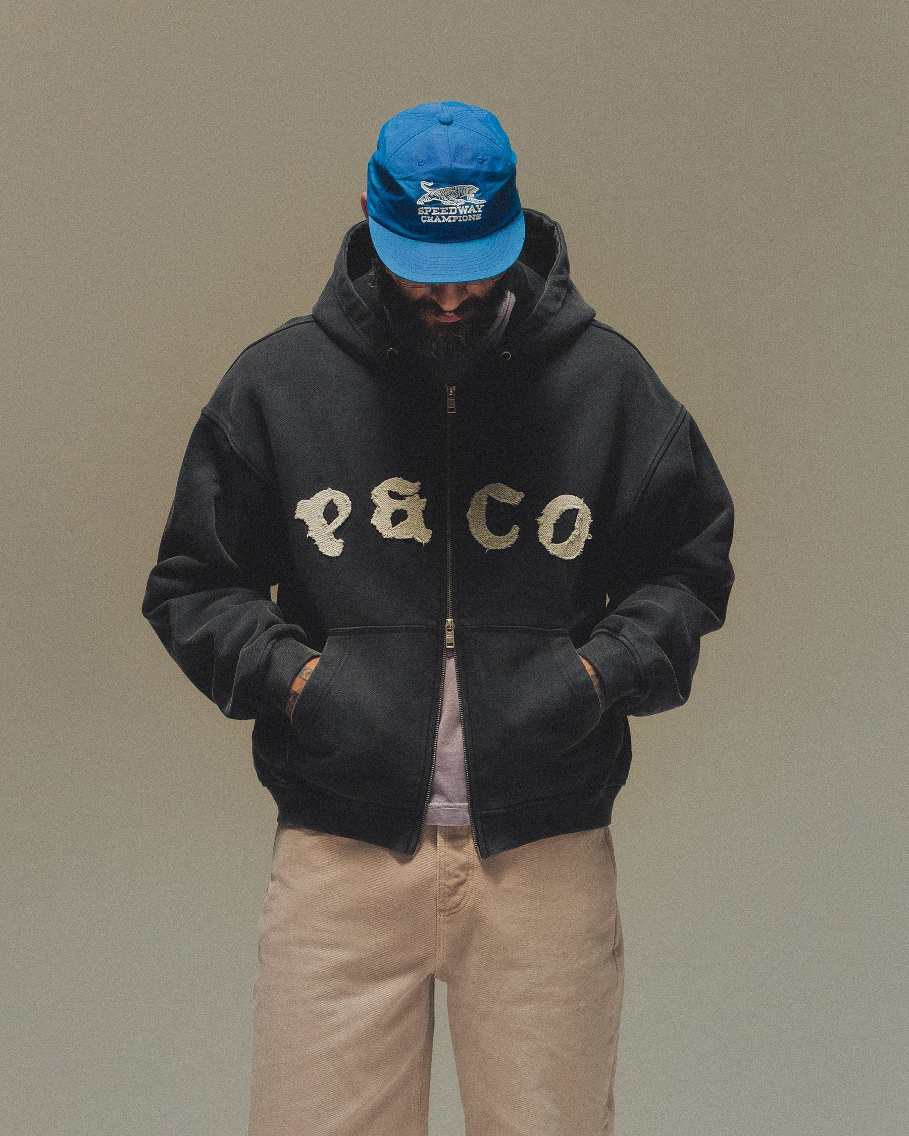 P&Co Oversized Double Zip Hoodie - Faded Black