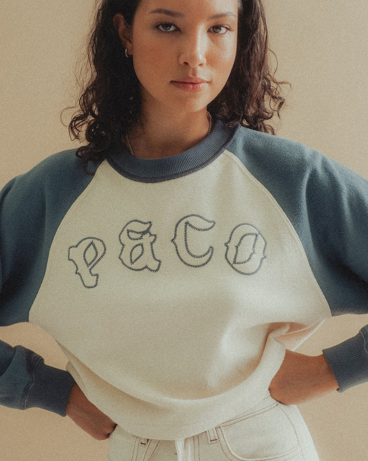 P&Co Raglan Longsleeve - Ecru & Steel