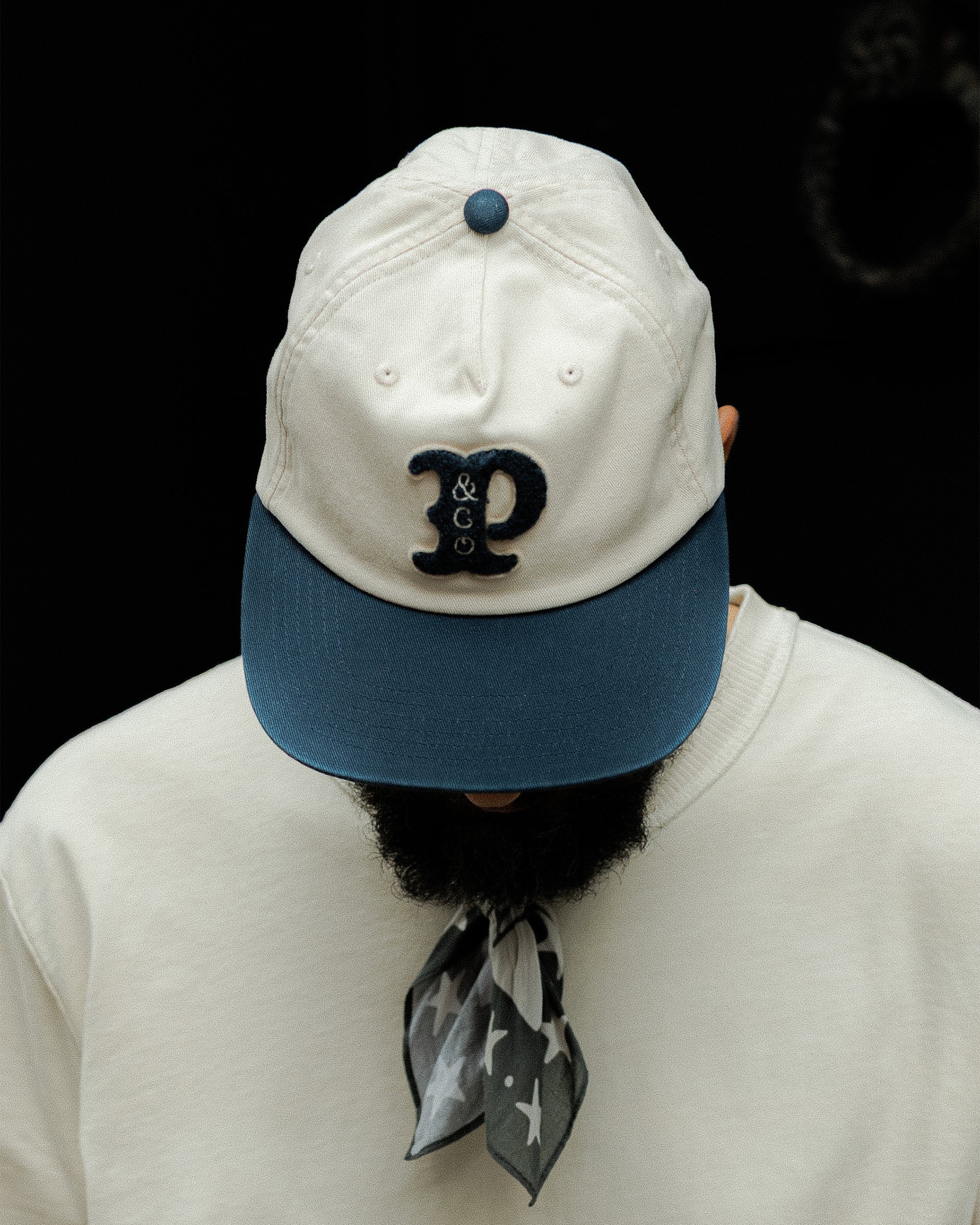 Varsity 5 Panel Cap - Ecru & Navy