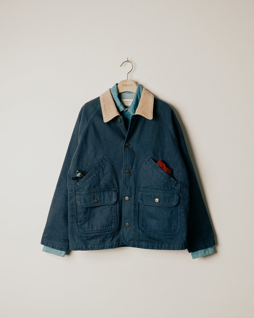 Marine Quarter Canvas Jacket - Navy