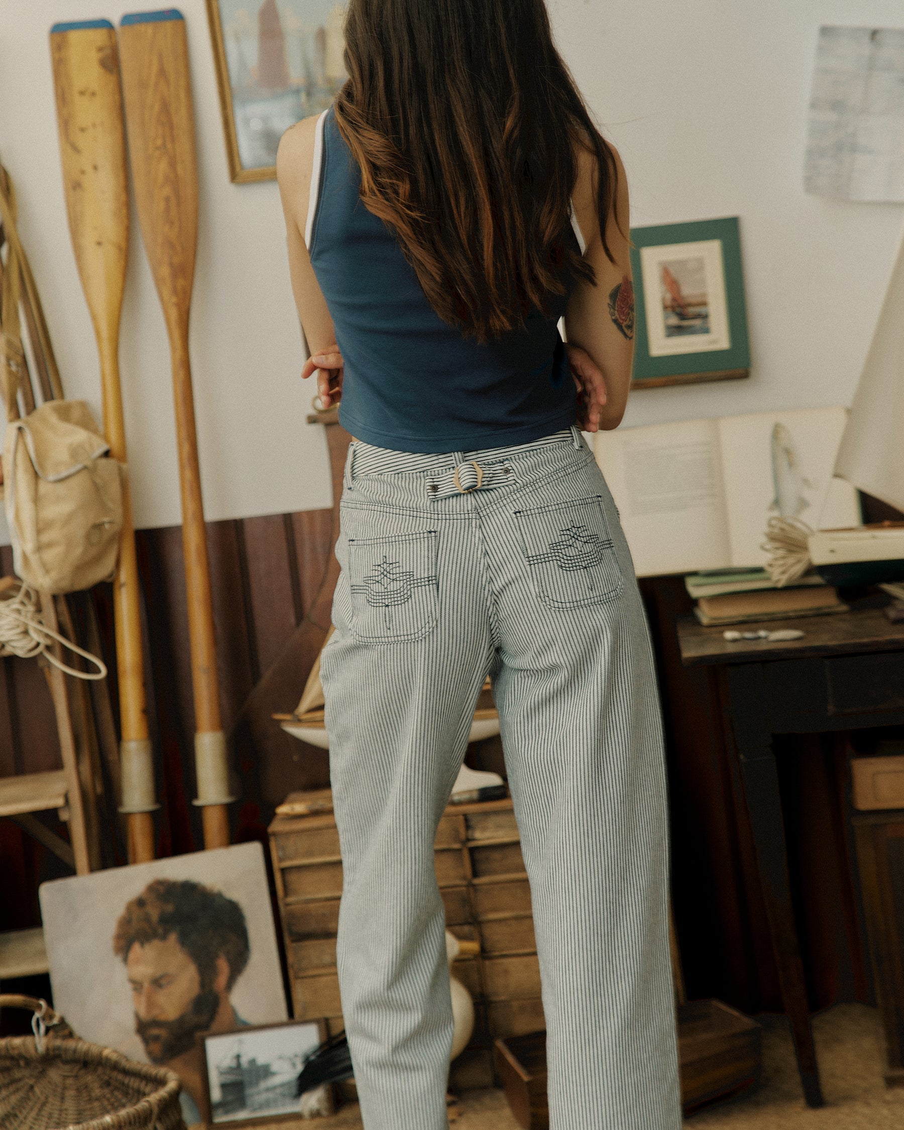 Nomad Pant - White Hickory Stripe