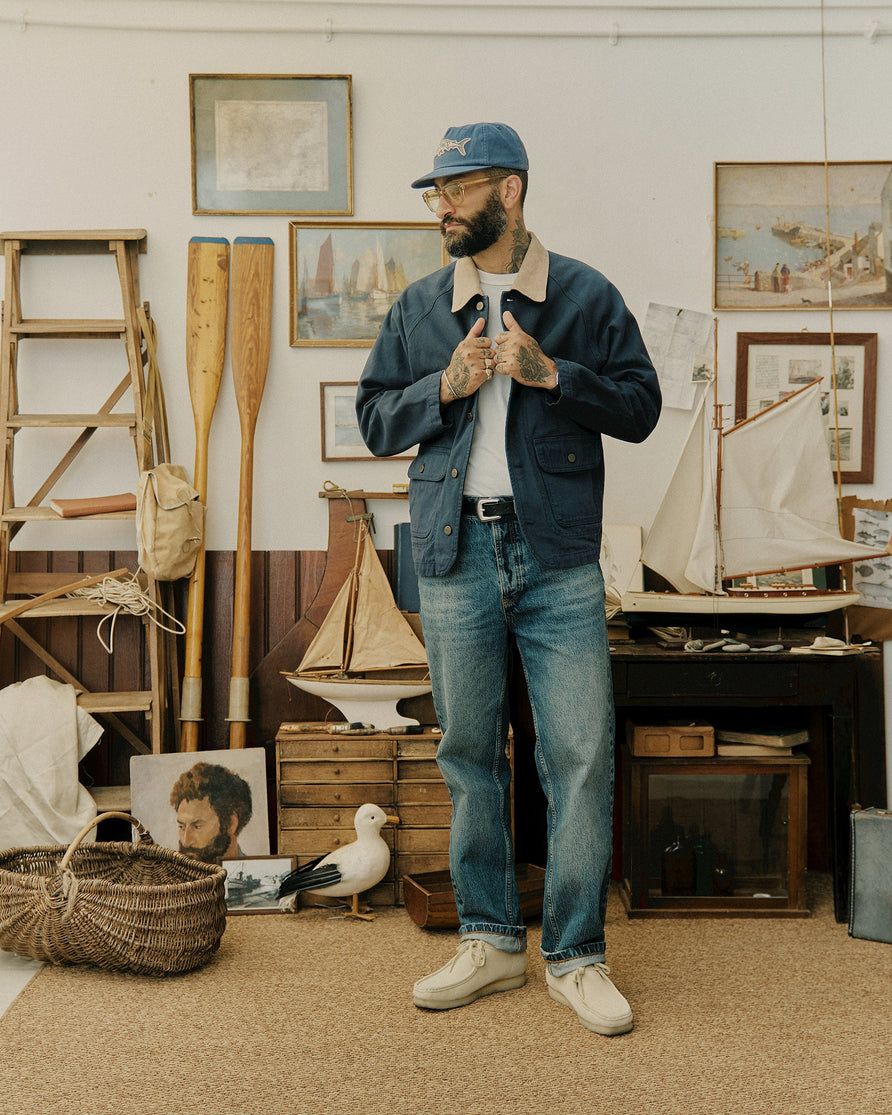 Marine Quarter Canvas Jacket - Navy