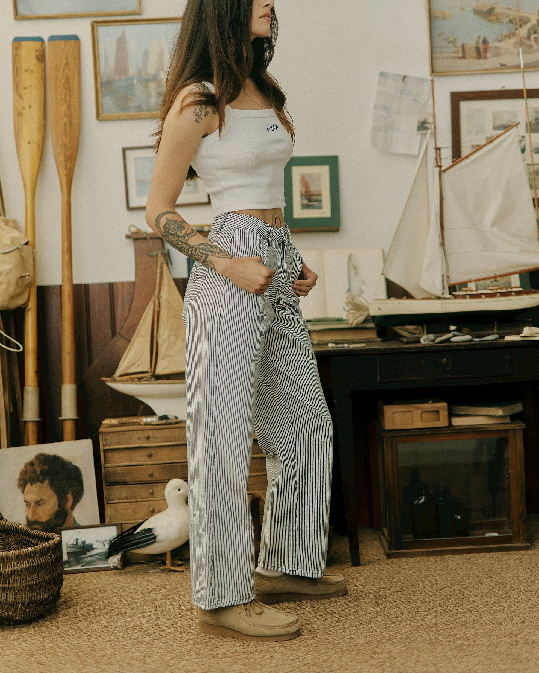 Nomad Pant - White Hickory Stripe