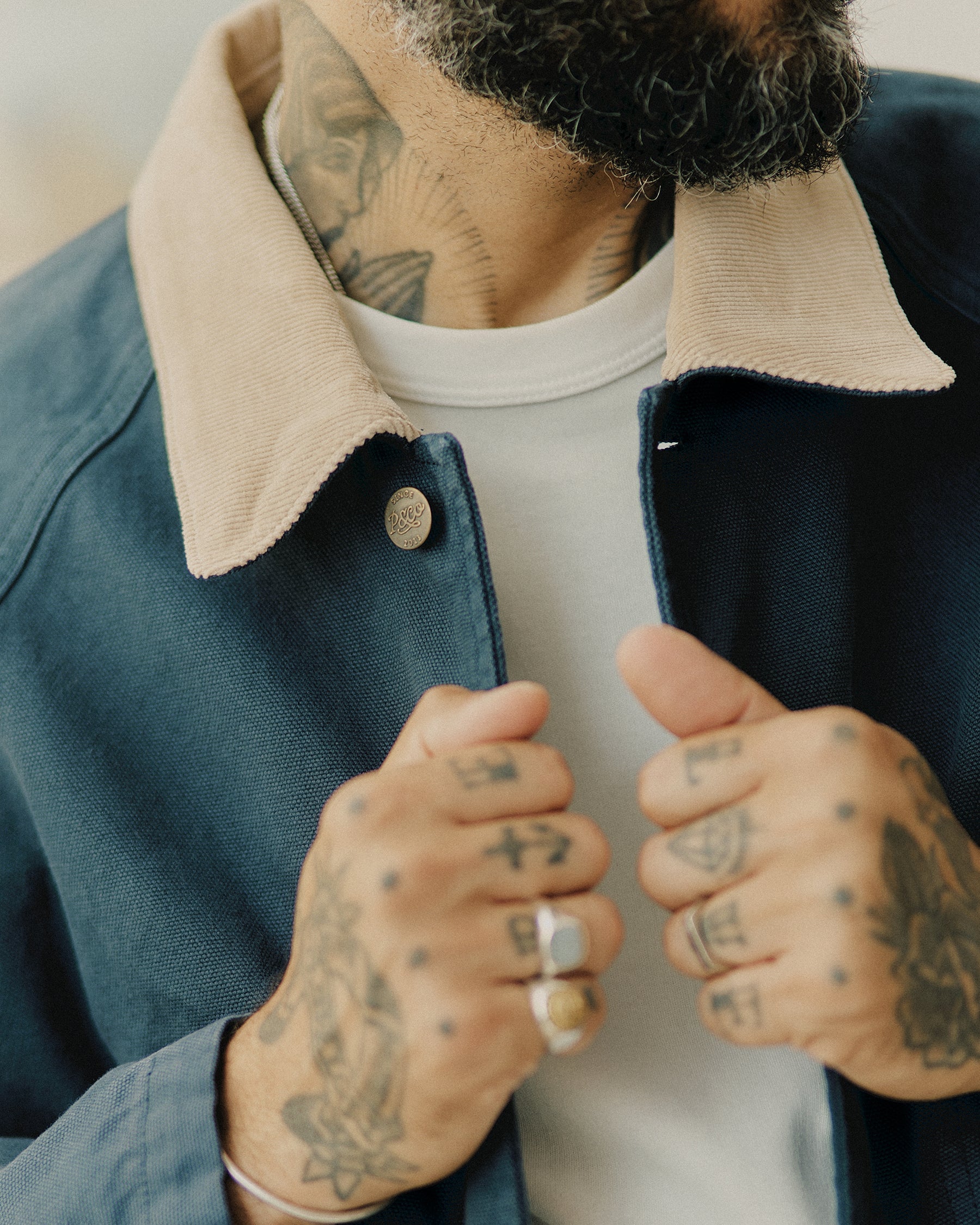 Marine Quarter Canvas Jacket - Navy