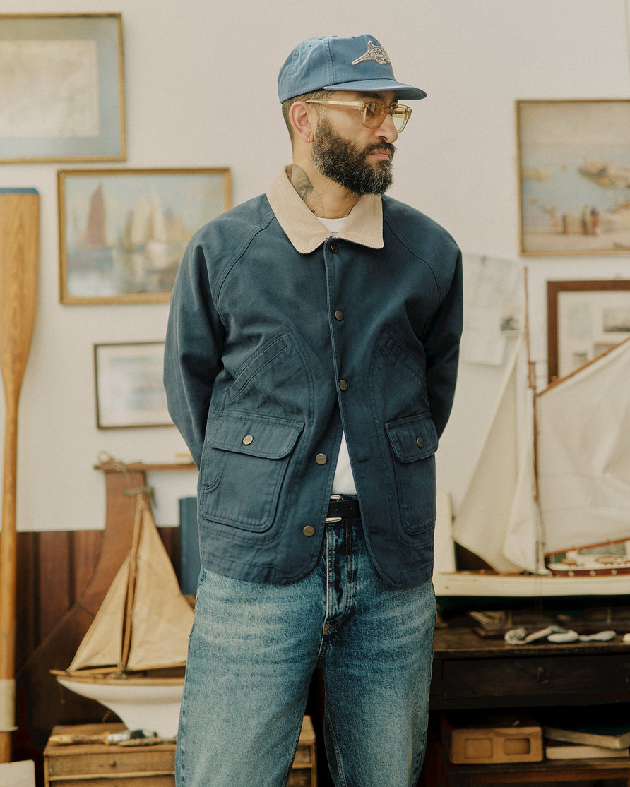 Marine Quarter Canvas Jacket - Navy