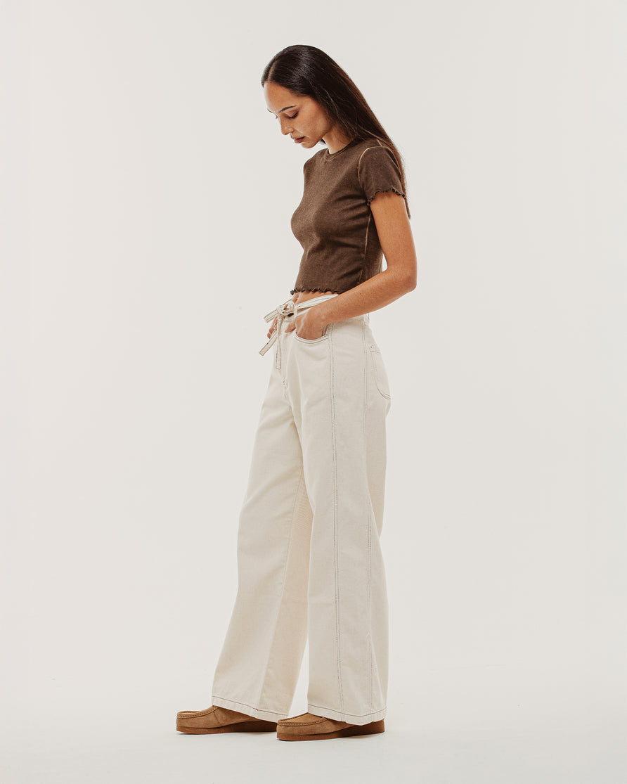 Keaton Wide Leg Denim Jean - Ecru