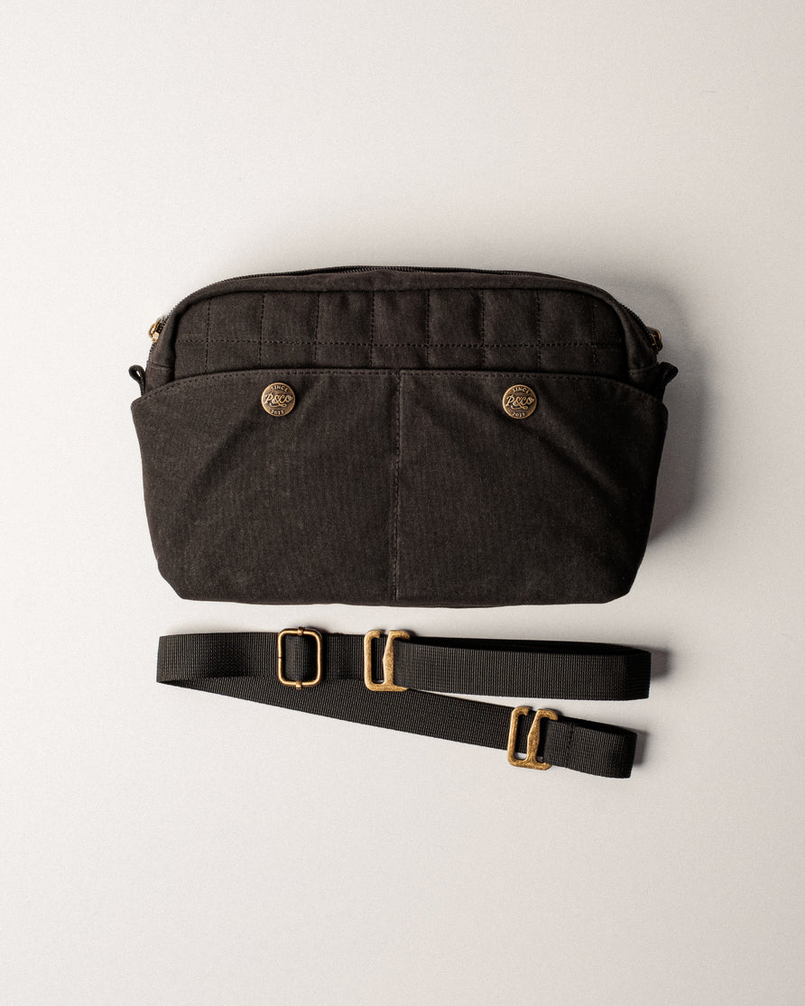 Waxed Canvas Crossbody Bag - Black