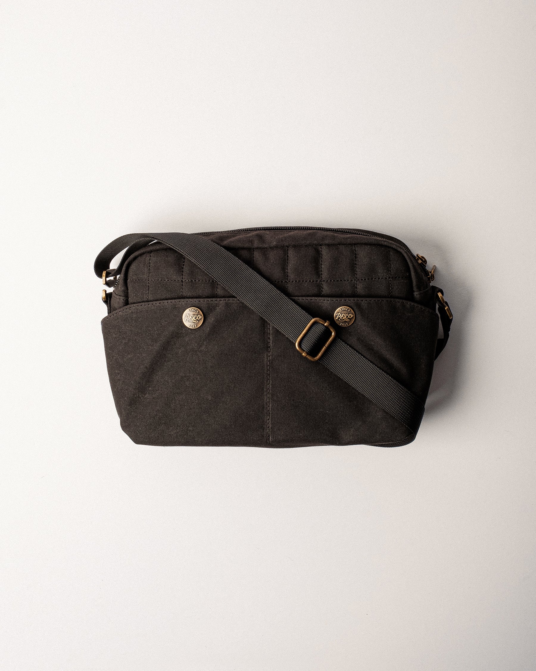 Waxed Canvas Crossbody Bag - Black