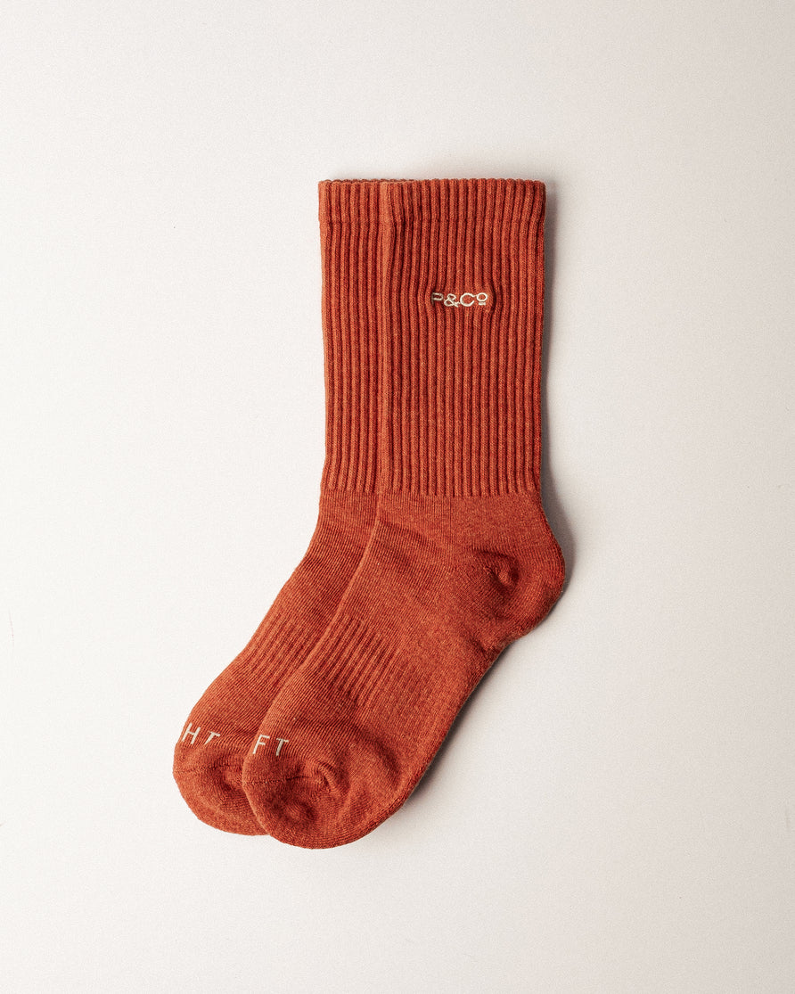 P&Co Essential Socks - Ecru & Burnt Orange