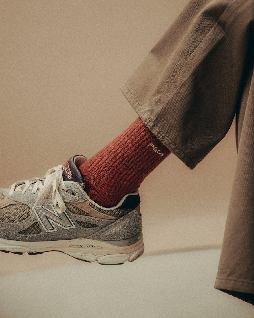 P&Co Essential Socks - Ecru & Burnt Orange