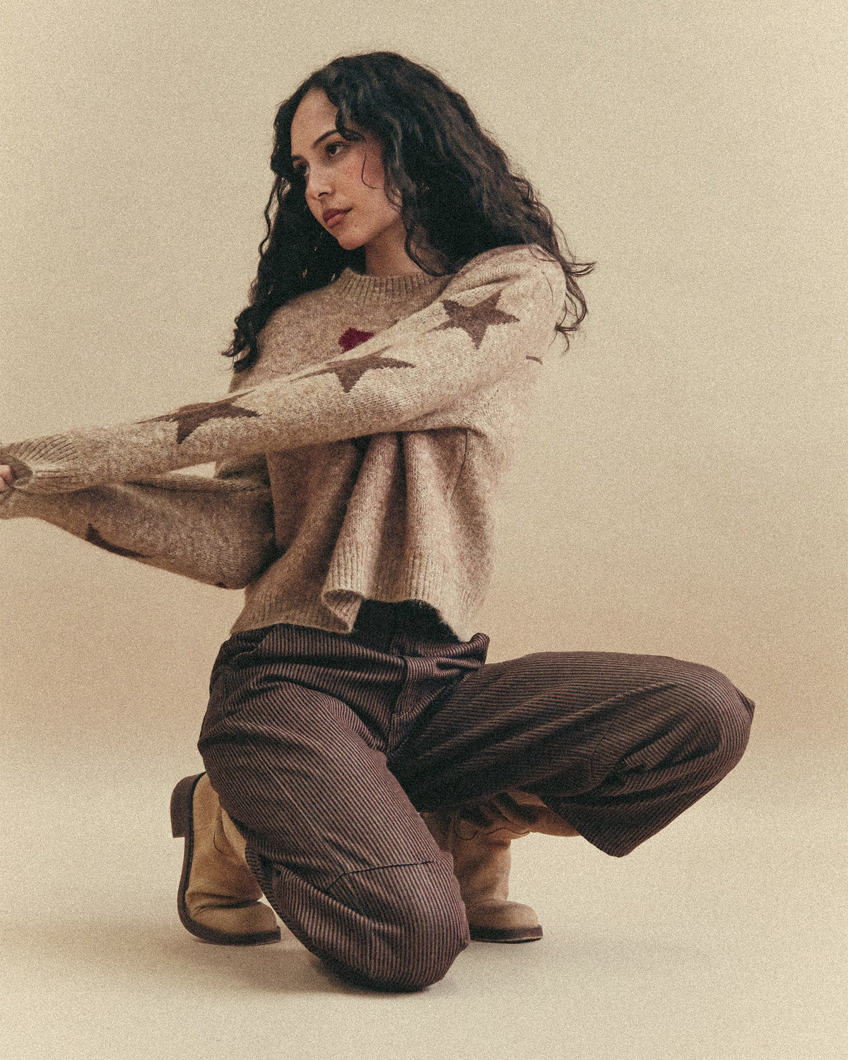 Shelby Intarsia Knit - Biscuit