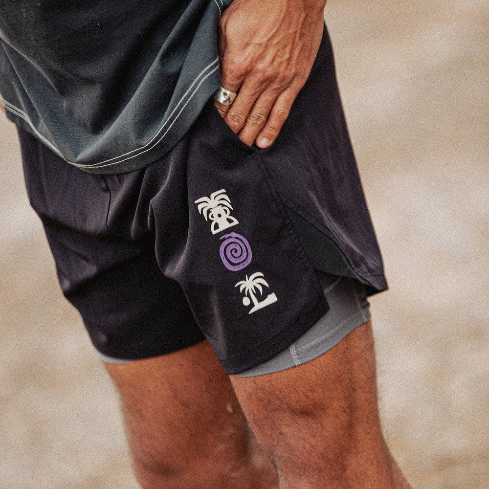 Black & Slate Tropics 2-in-1 Trail Short | Men's Shorts & Bottoms & P ...