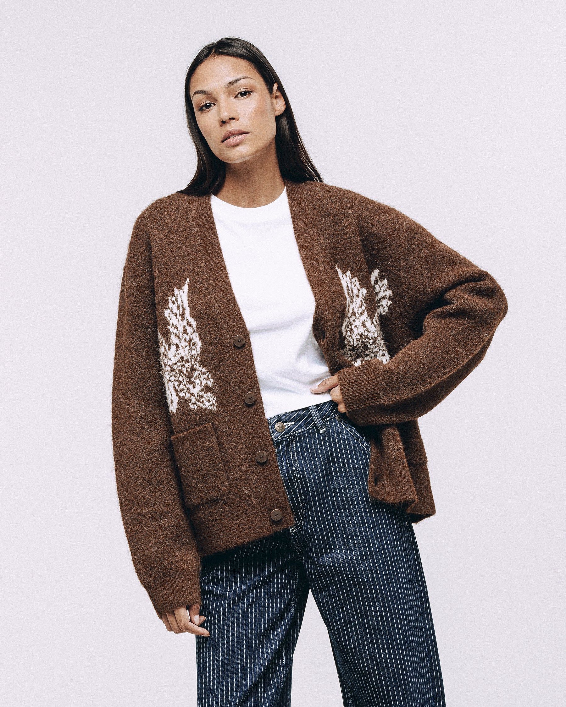 Nelson Brushed Cardigan - Brown
