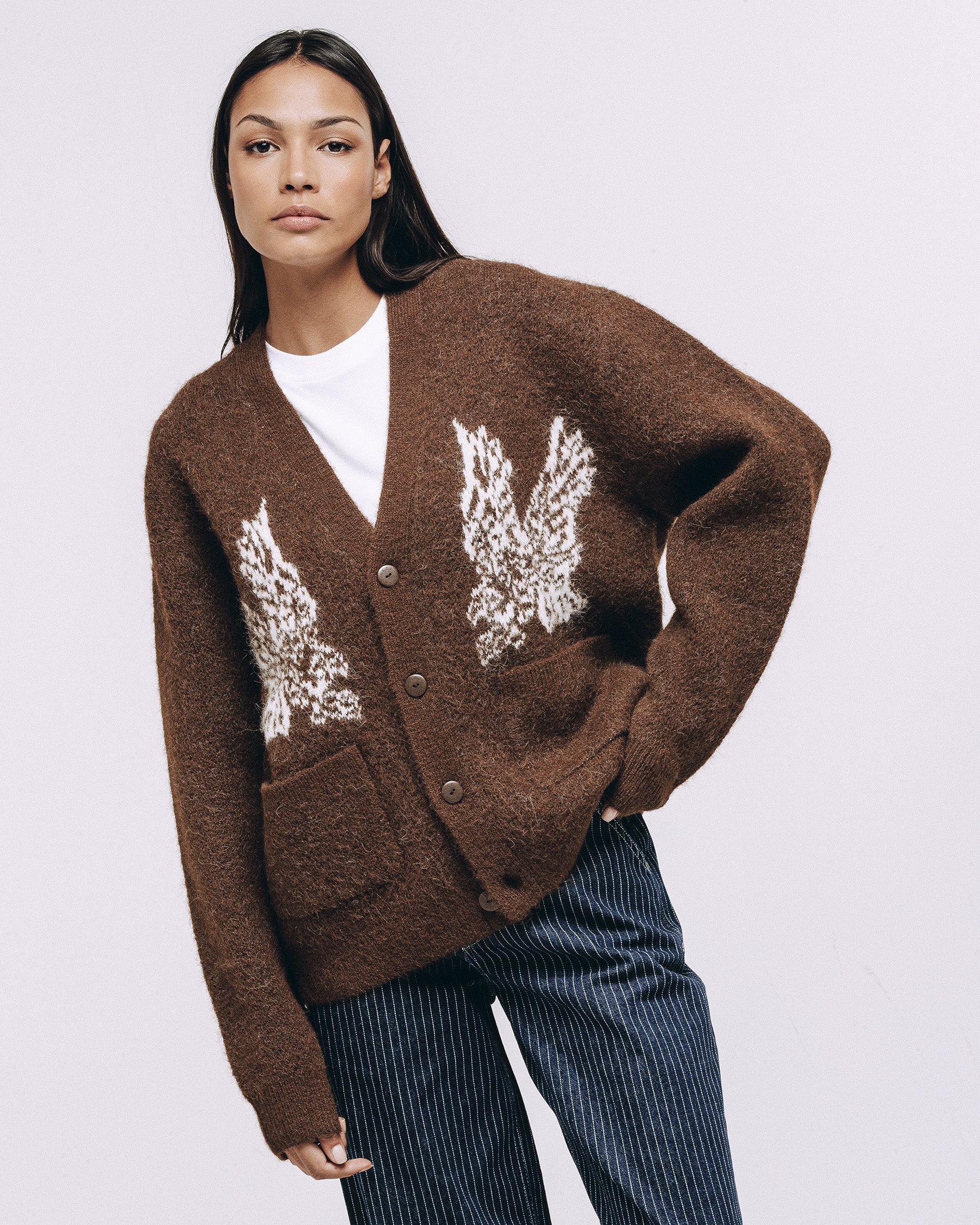 Brown Nelson Brushed Cardigan | Men's, Women's & Unisex Knitwear