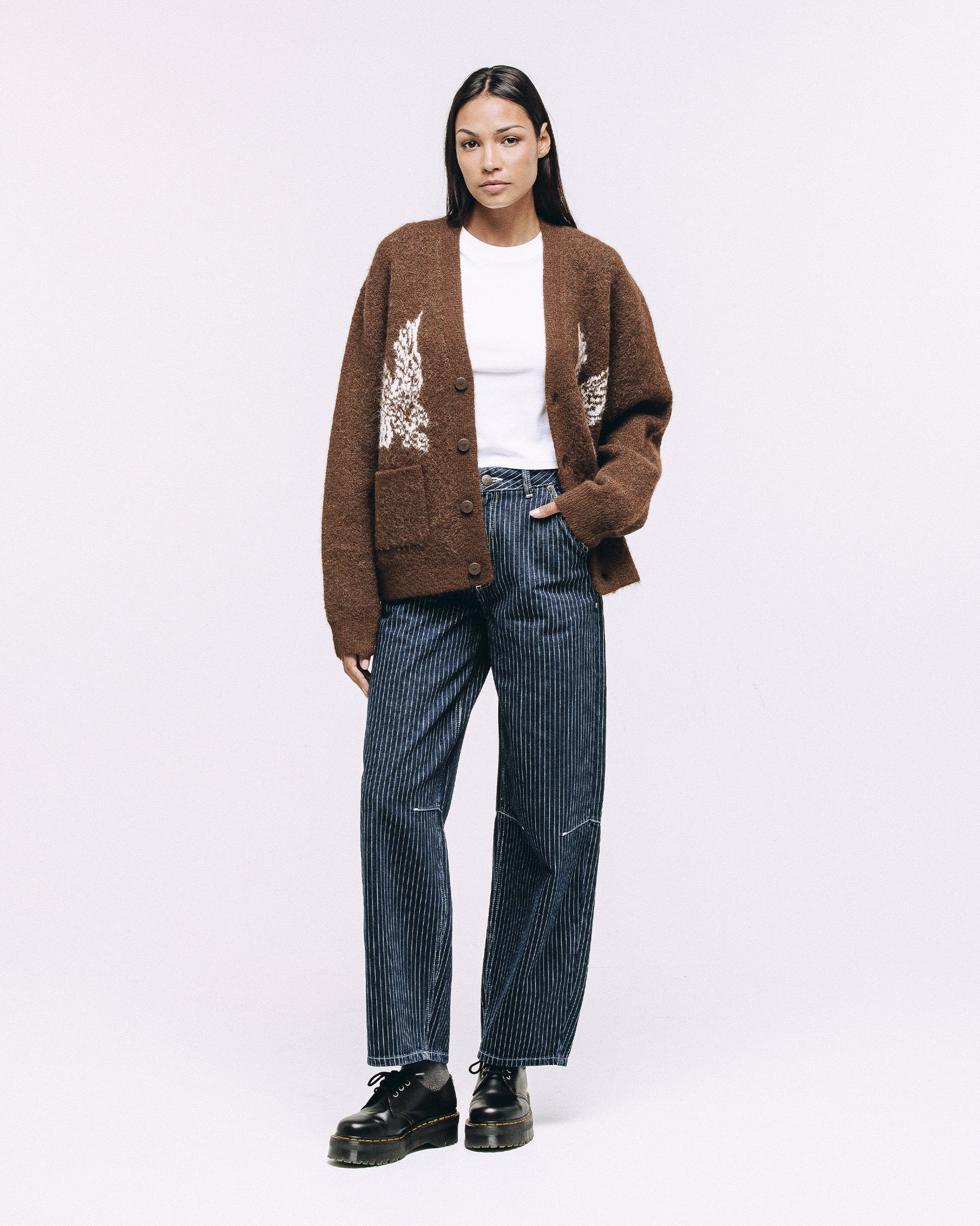 Brown Nelson Brushed Cardigan | Men's, Women's & Unisex Knitwear