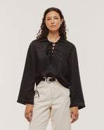 Dakota Lace-Up Shirt - Black