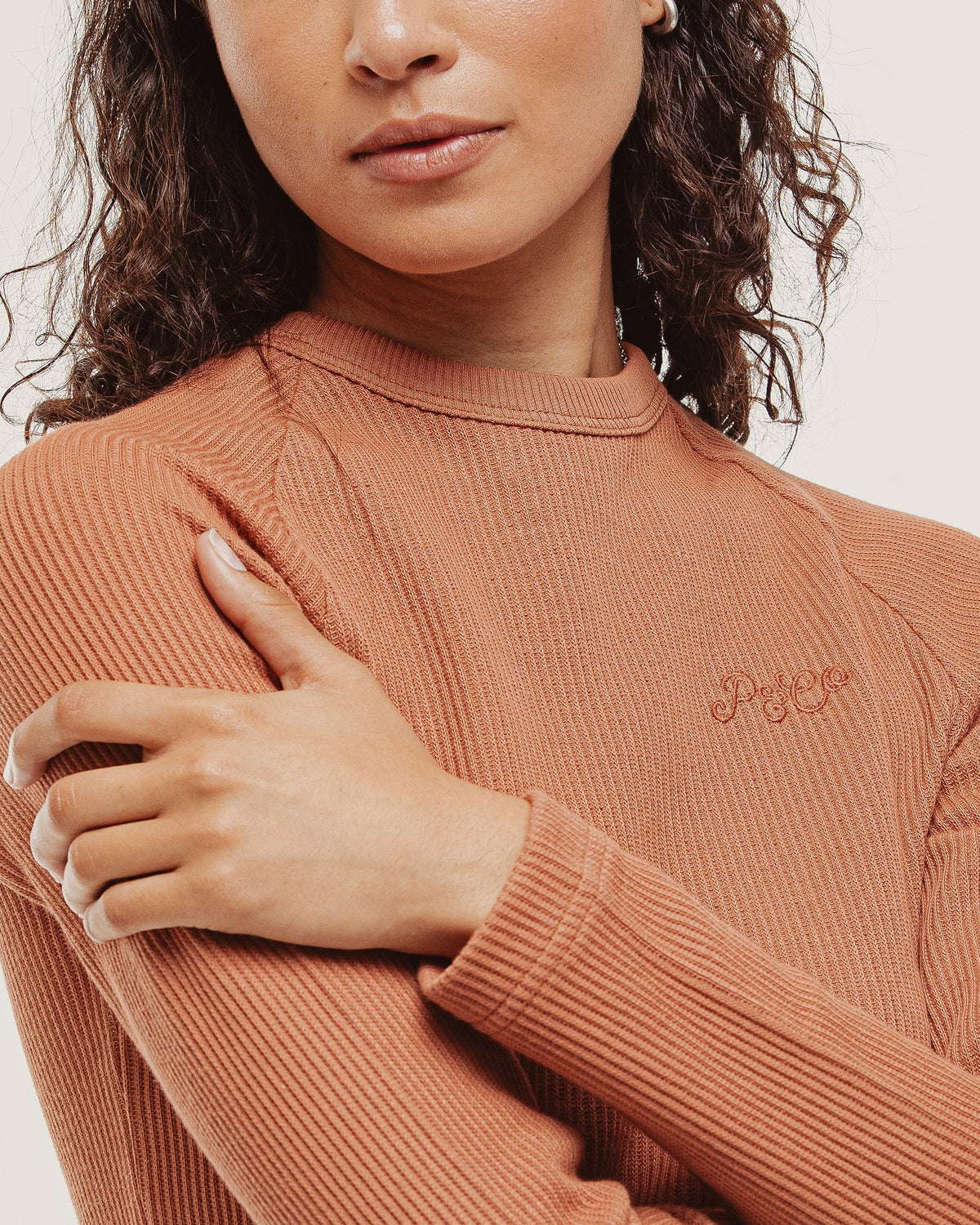 P&Co Ribbed Longsleeve Baby T-Shirt - Rust