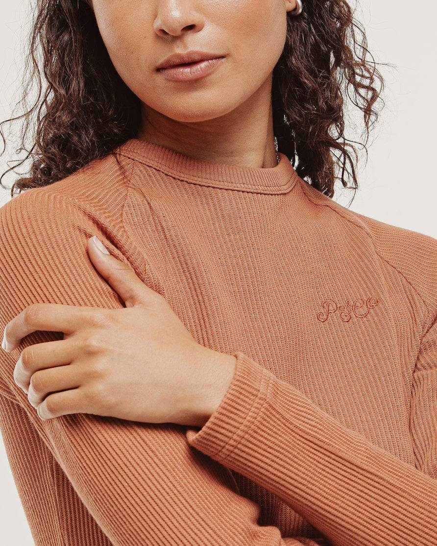 P&Co Ribbed Longsleeve Baby T-Shirt - Rust