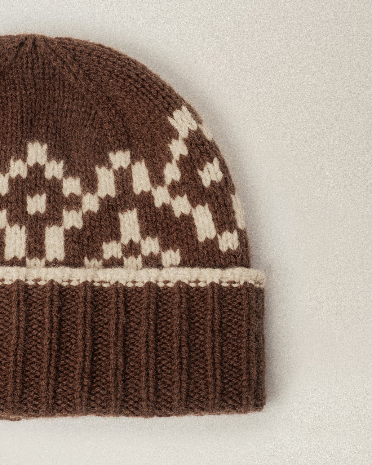 Navajo Chunky Knit Beanie - Brown