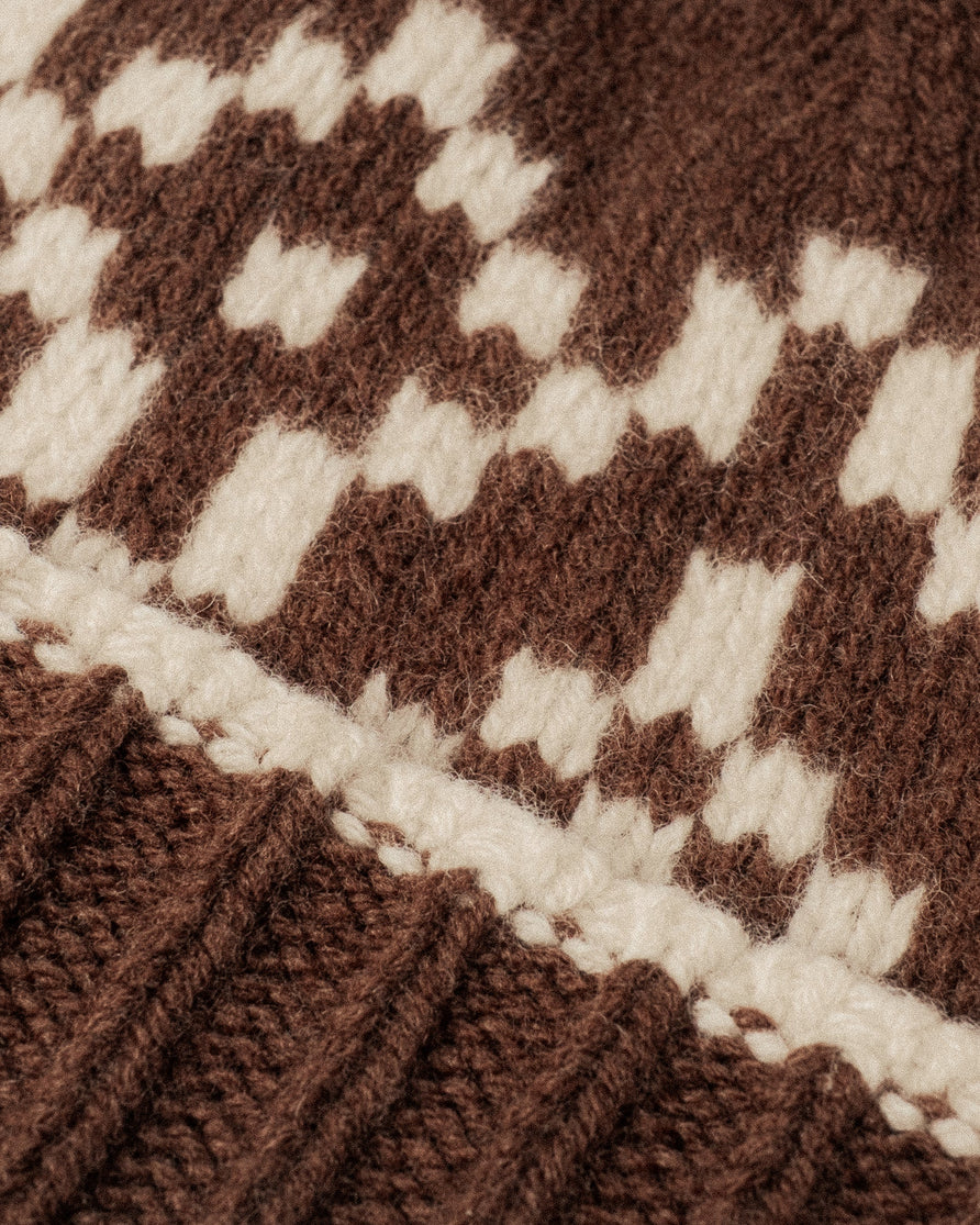 Navajo Chunky Knit Beanie - Brown