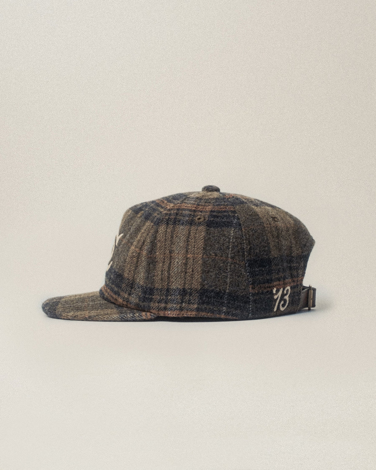 P&Co Classic Cotton Wool 5 Panel Cap - Green Plaid