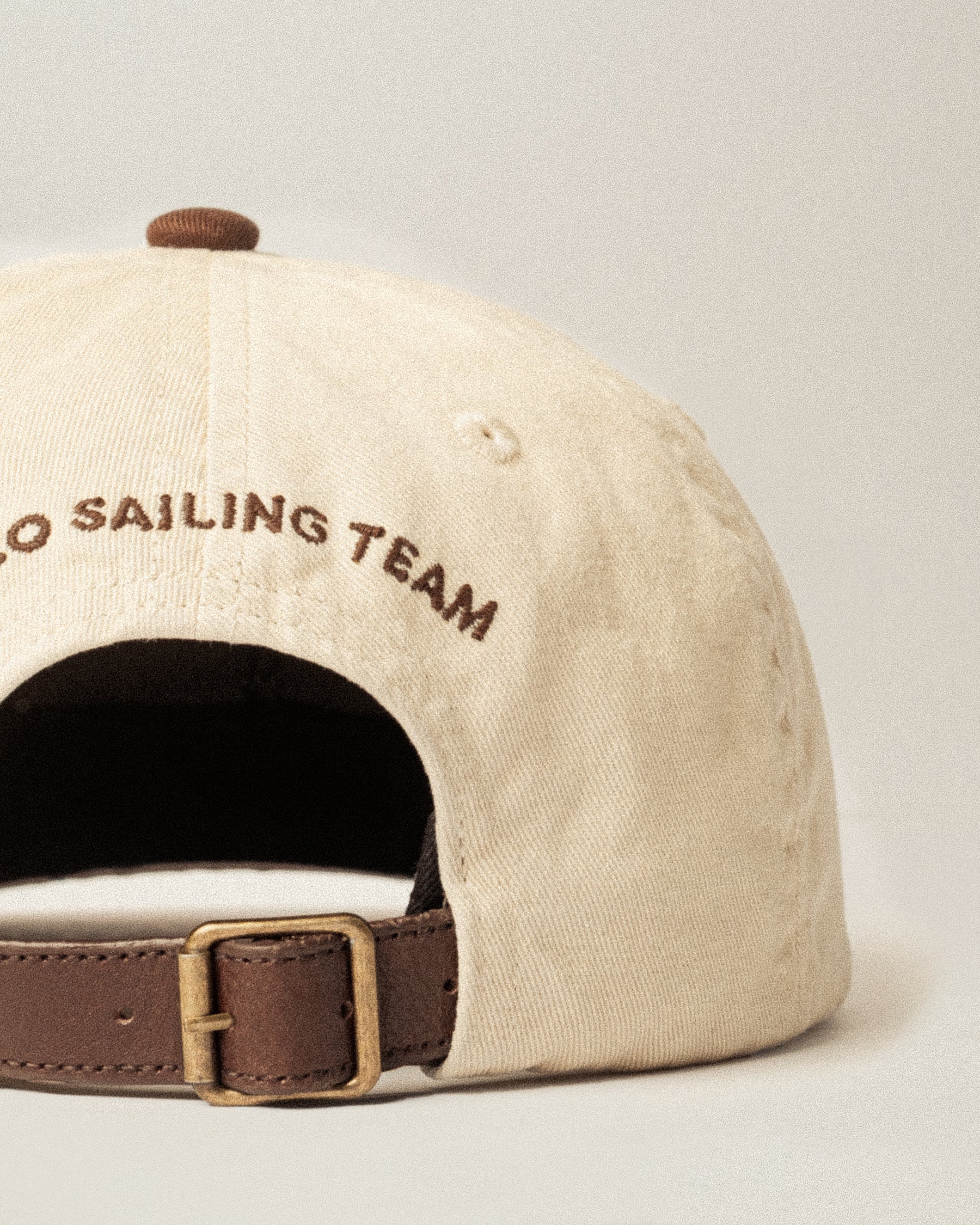 Sailing Team Cotton 5 Panel Cap - Ecru & Brown