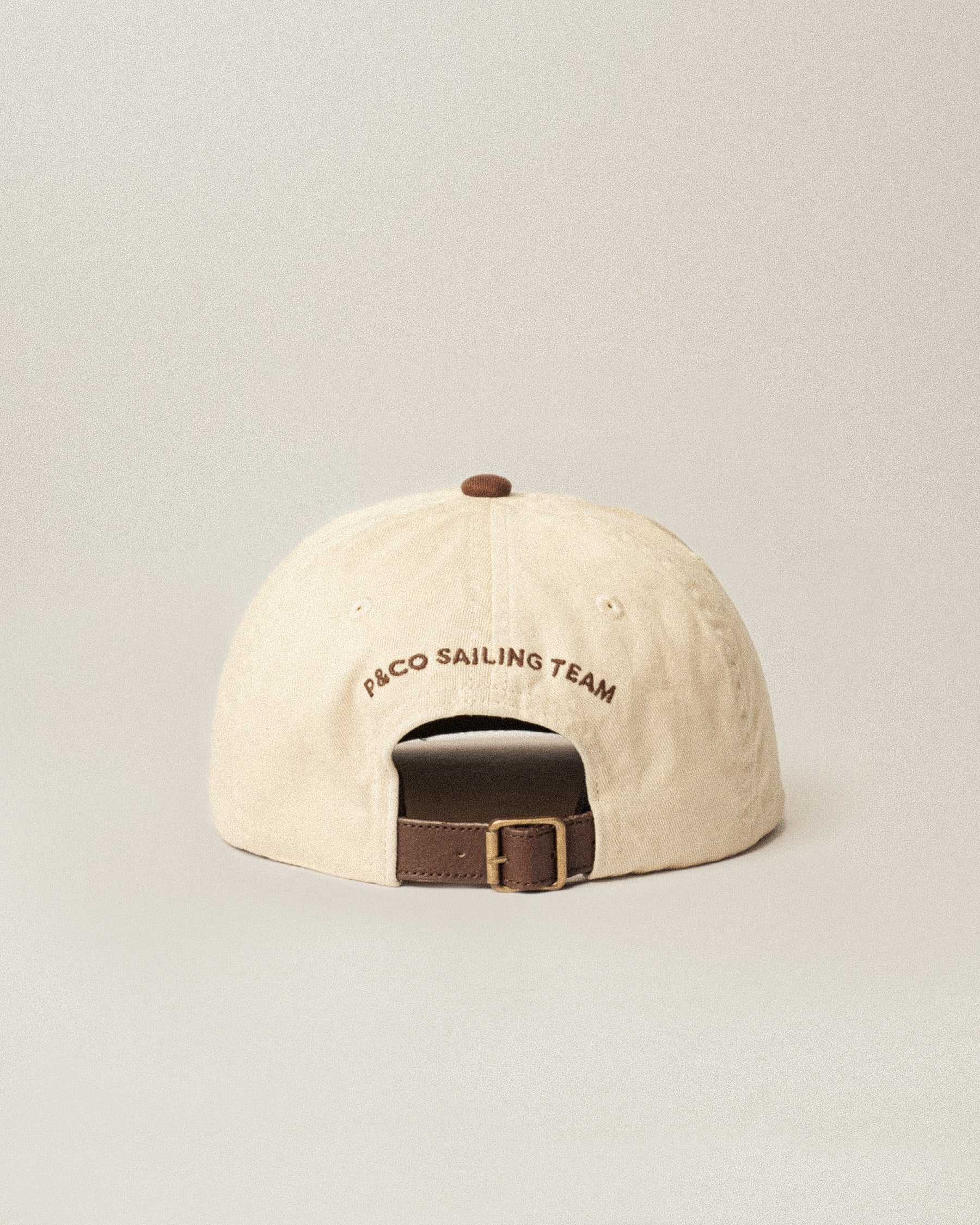 Sailing Team Cotton 5 Panel Cap - Ecru & Brown