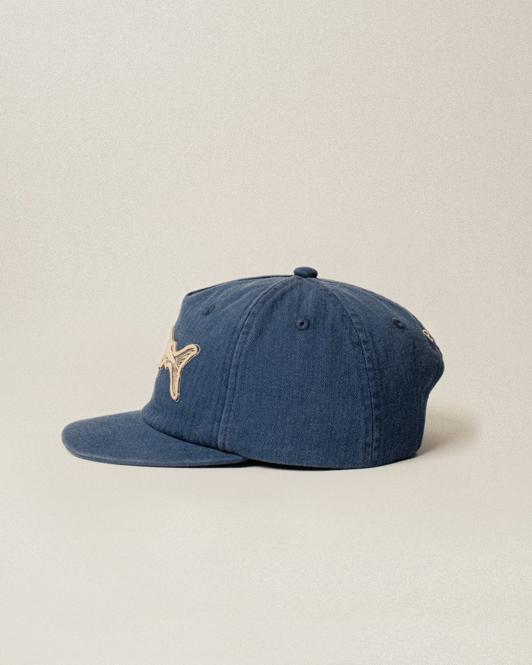 Prize Catch Herringbone Cotton 5 Panel Cap - Navy