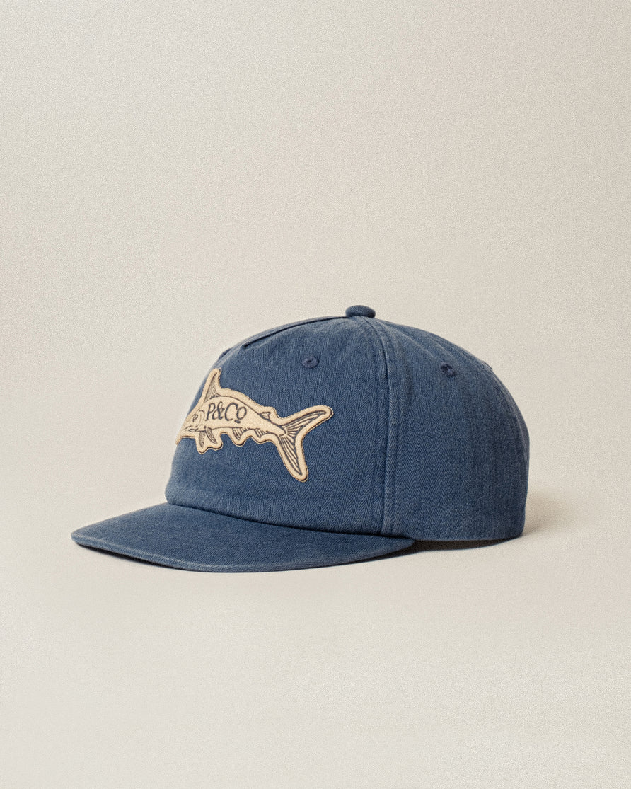 Prize Catch Herringbone Cotton 5 Panel Cap - Navy