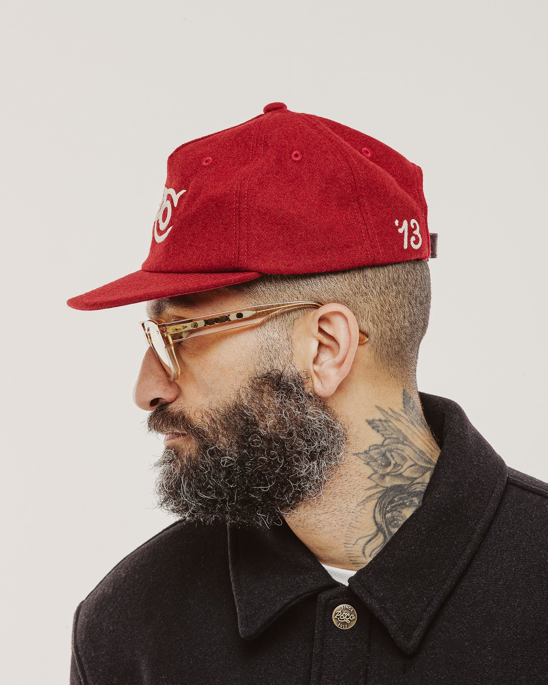 P&Co Classic Wool 5 Panel Cap - Red