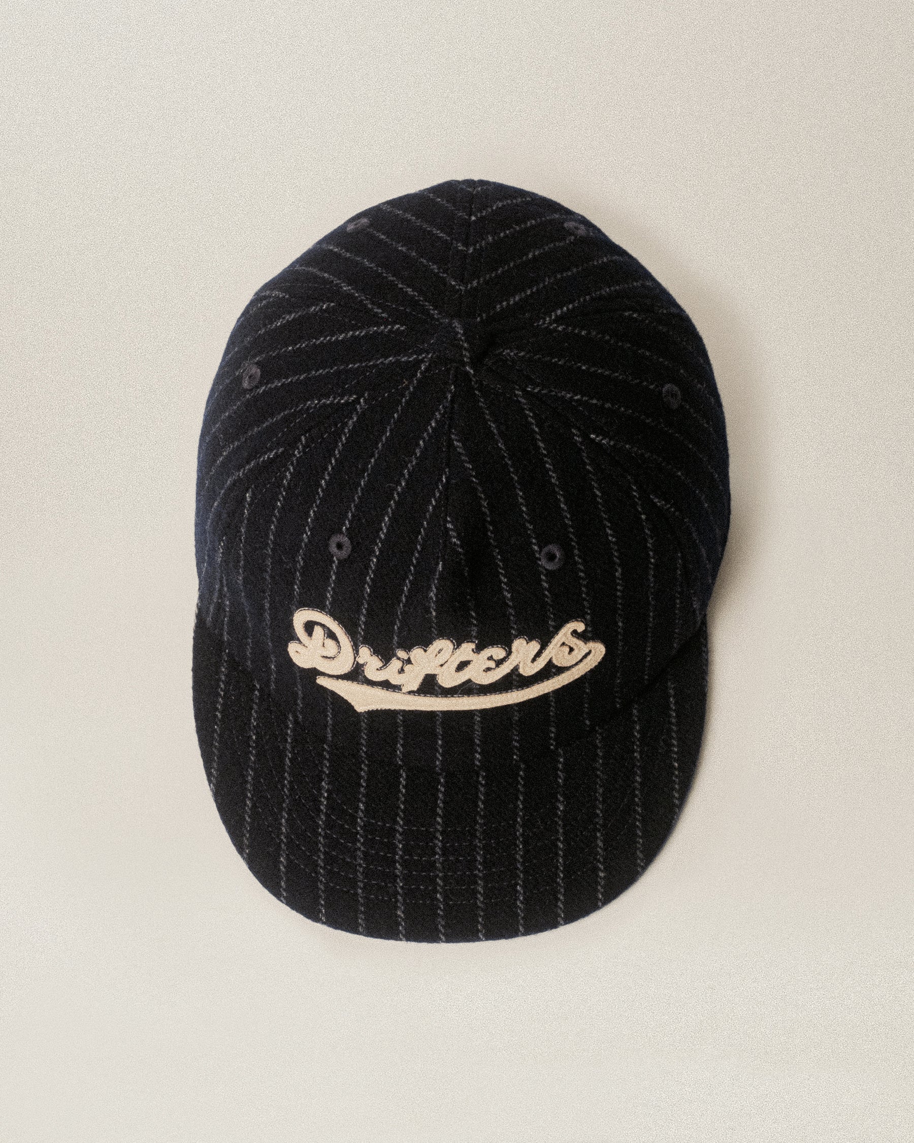 Drifters Wool 5 Panel Cap - Navy Pinstripe