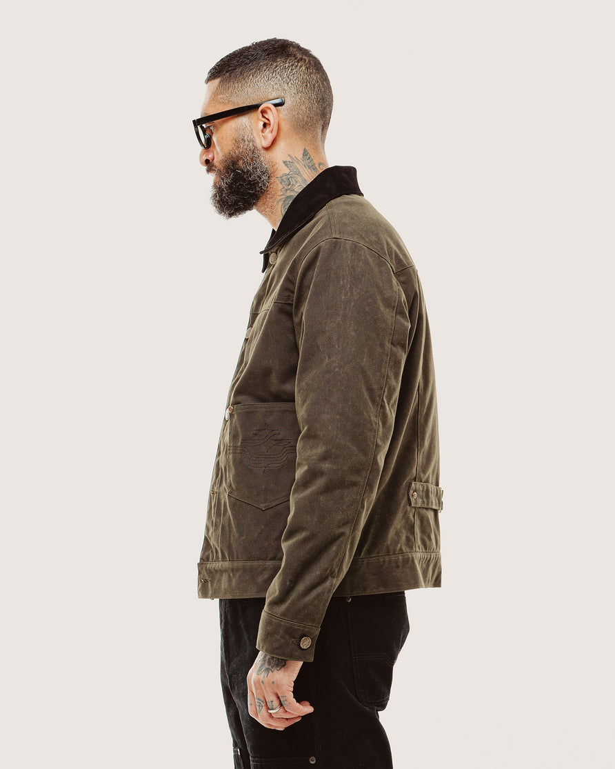 Harlan Waxed Canvas Jacket - Olive