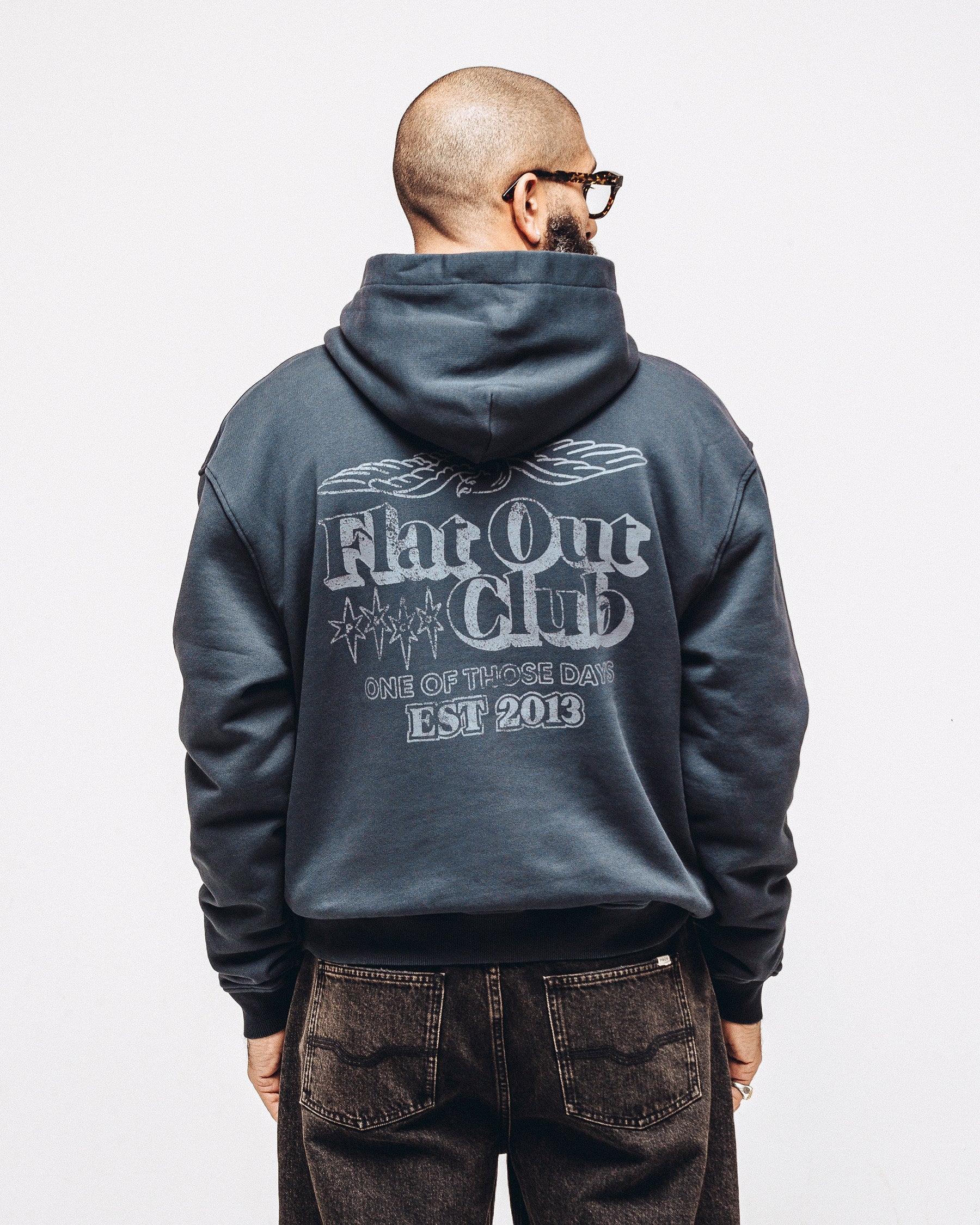 Flat Out Club Hoodie - Washed Black