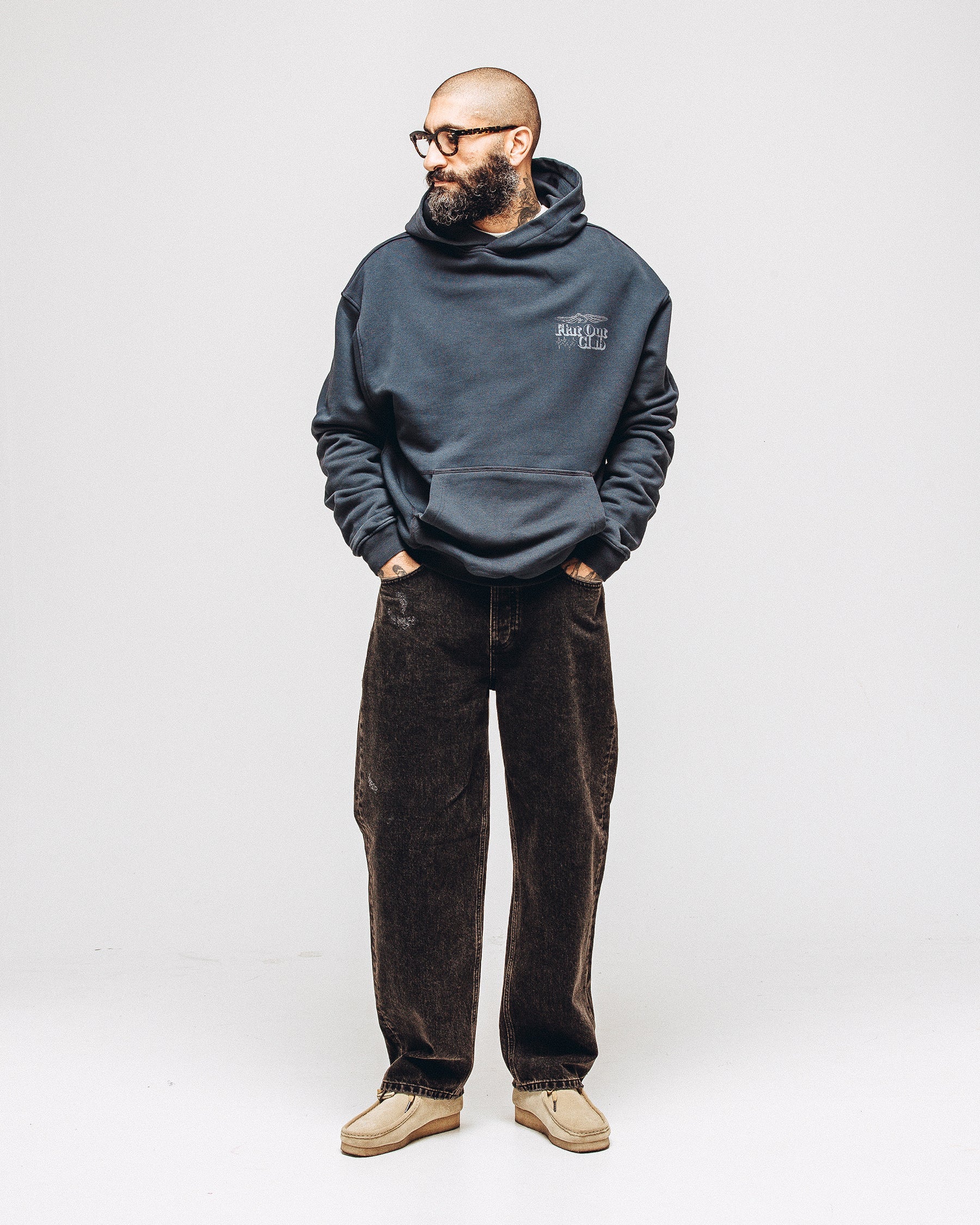 Flat Out Club Hoodie - Washed Black