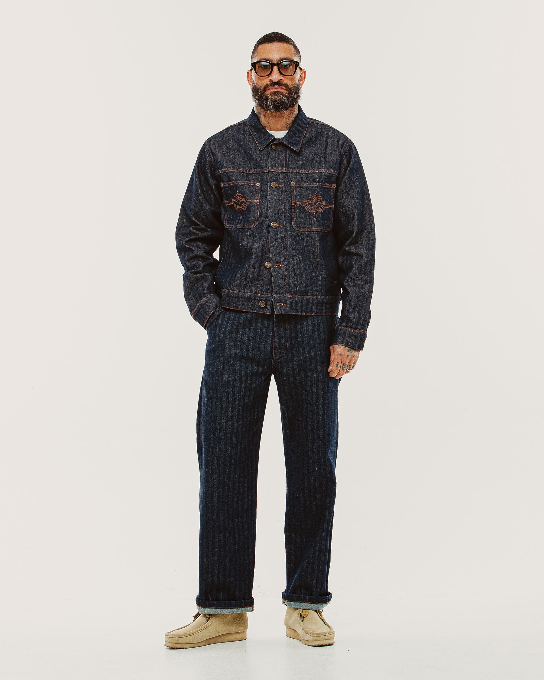 Holloway Herringbone Jeans - Washed Indigo