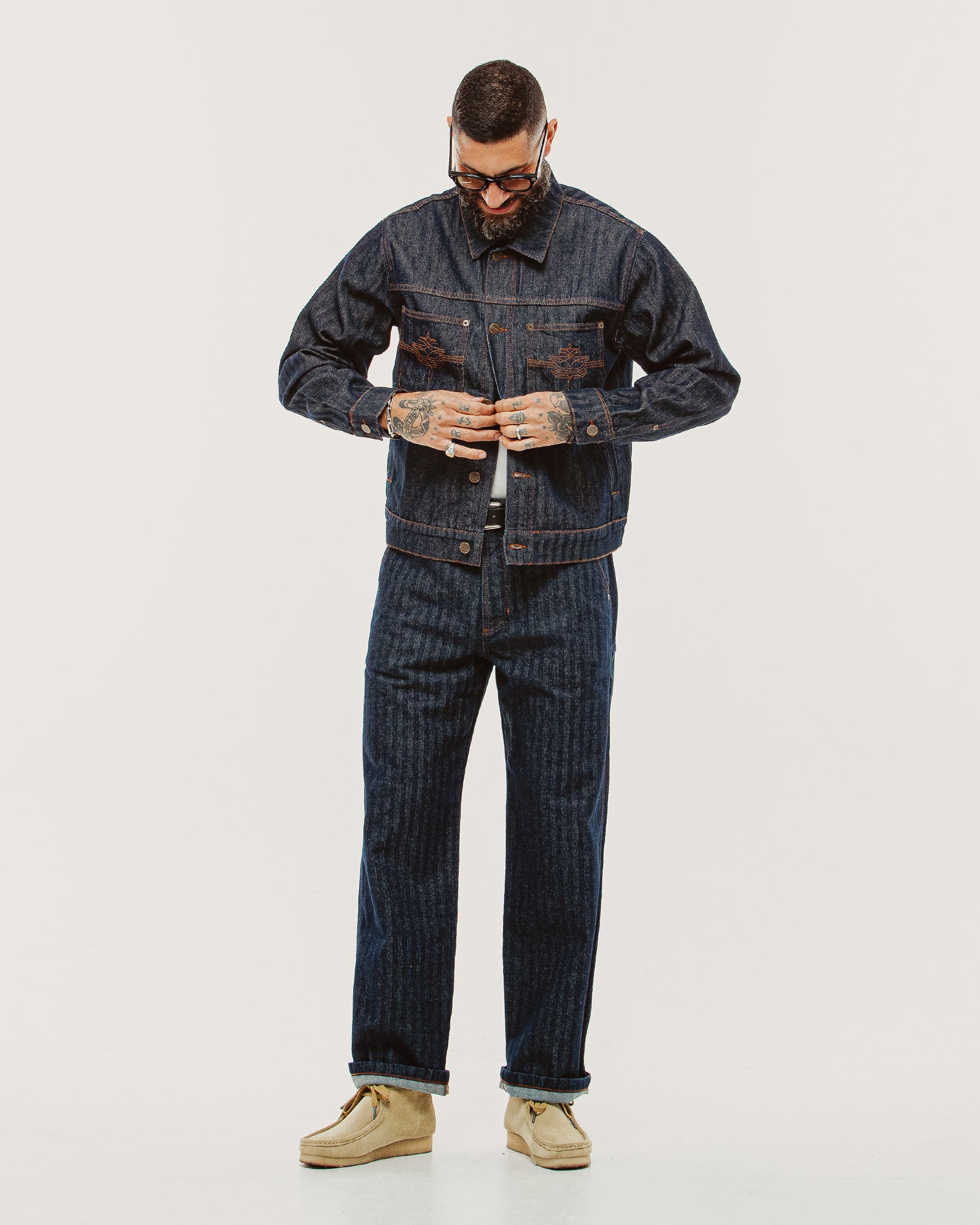 Holloway Herringbone Jeans - Washed Indigo