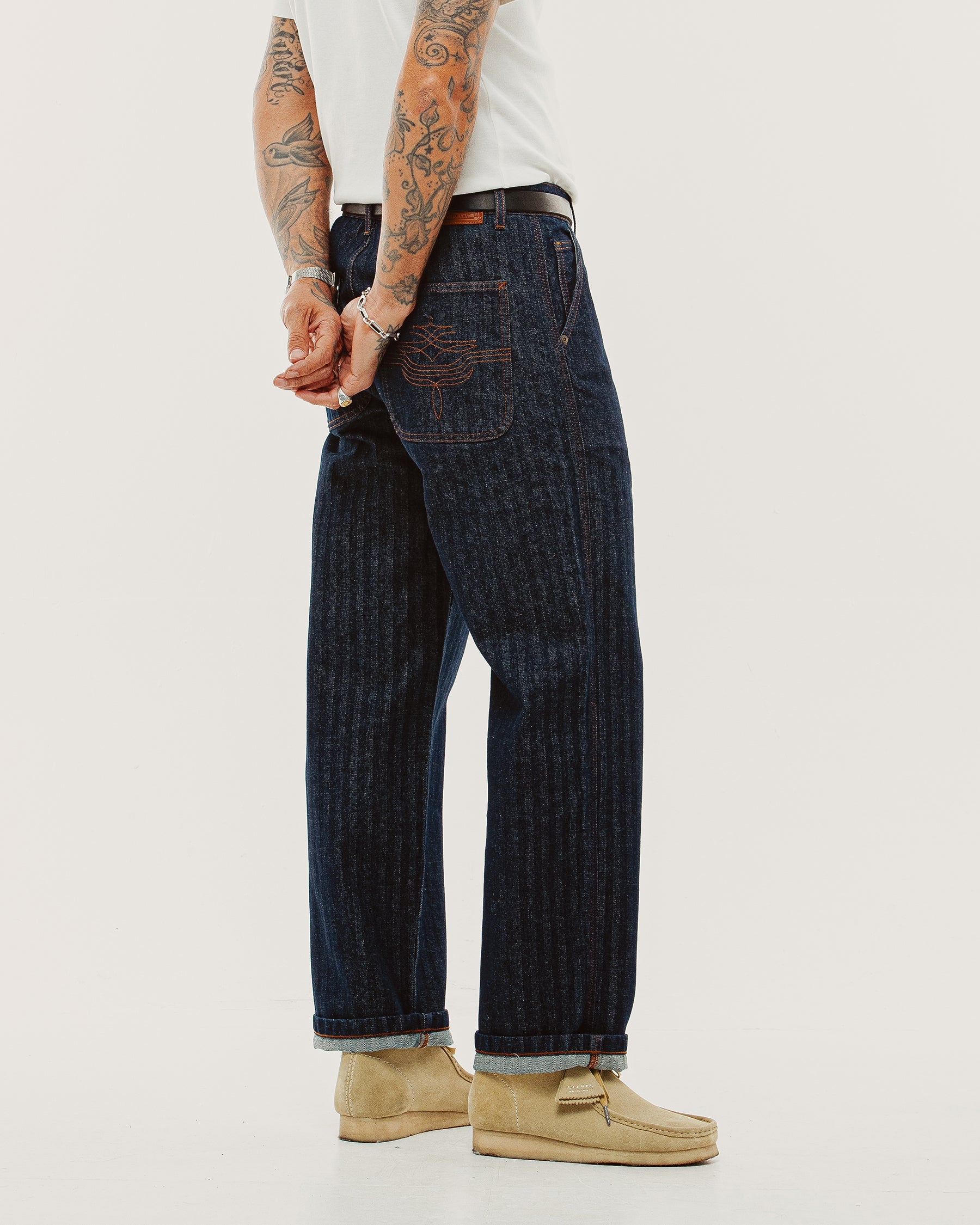Holloway Herringbone Jeans - Washed Indigo