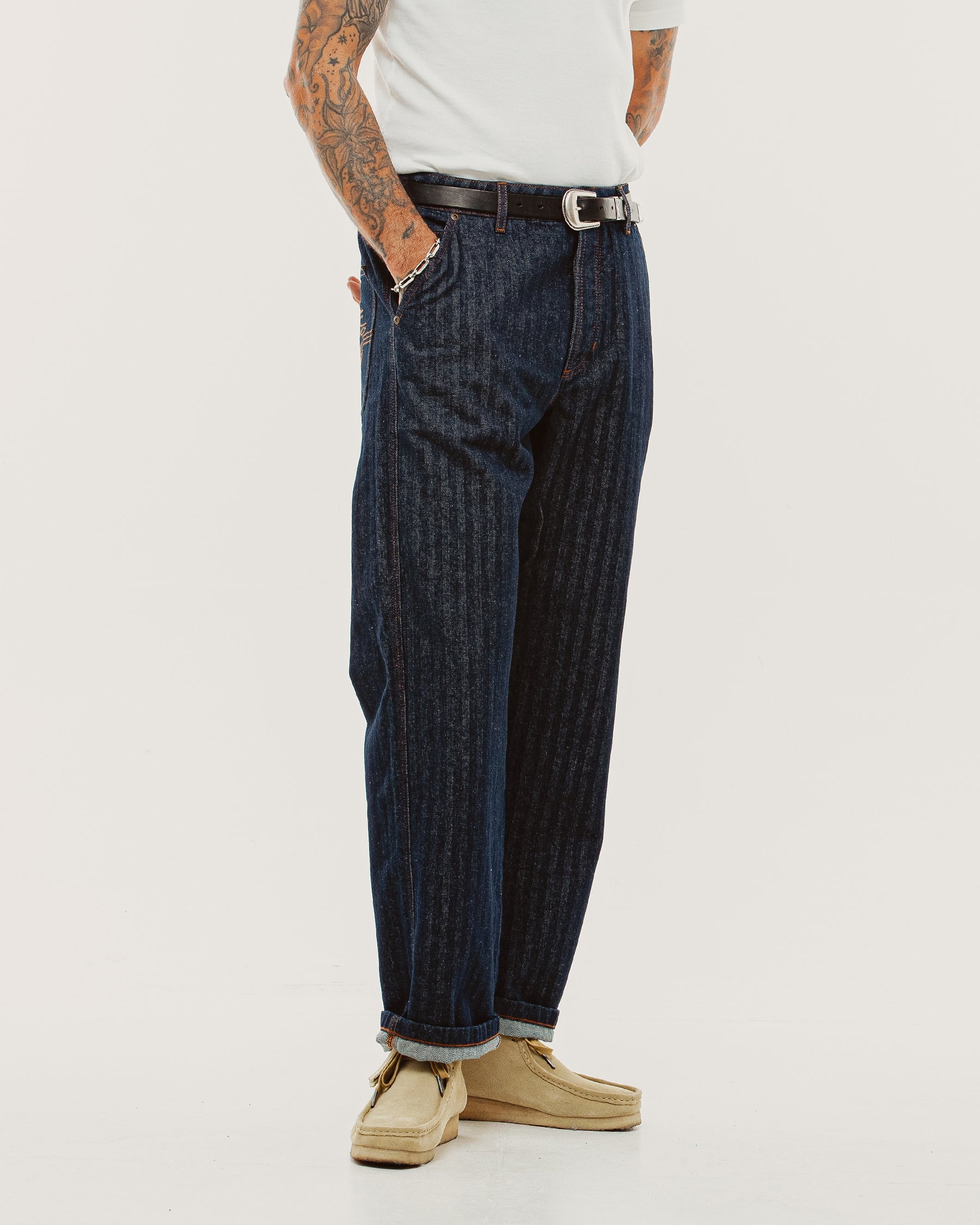 Holloway Herringbone Jeans - Washed Indigo