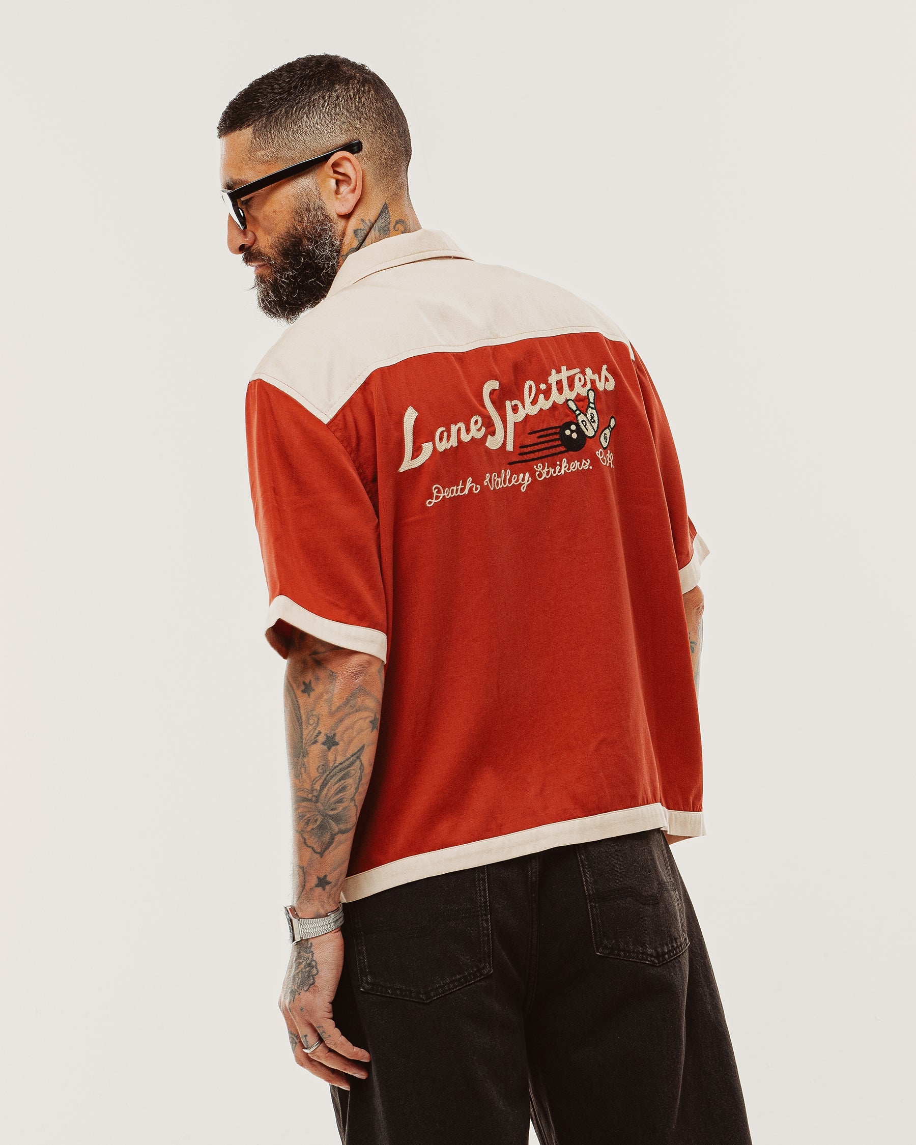 Lane Splitters Bowling Shirt - Vintage Red