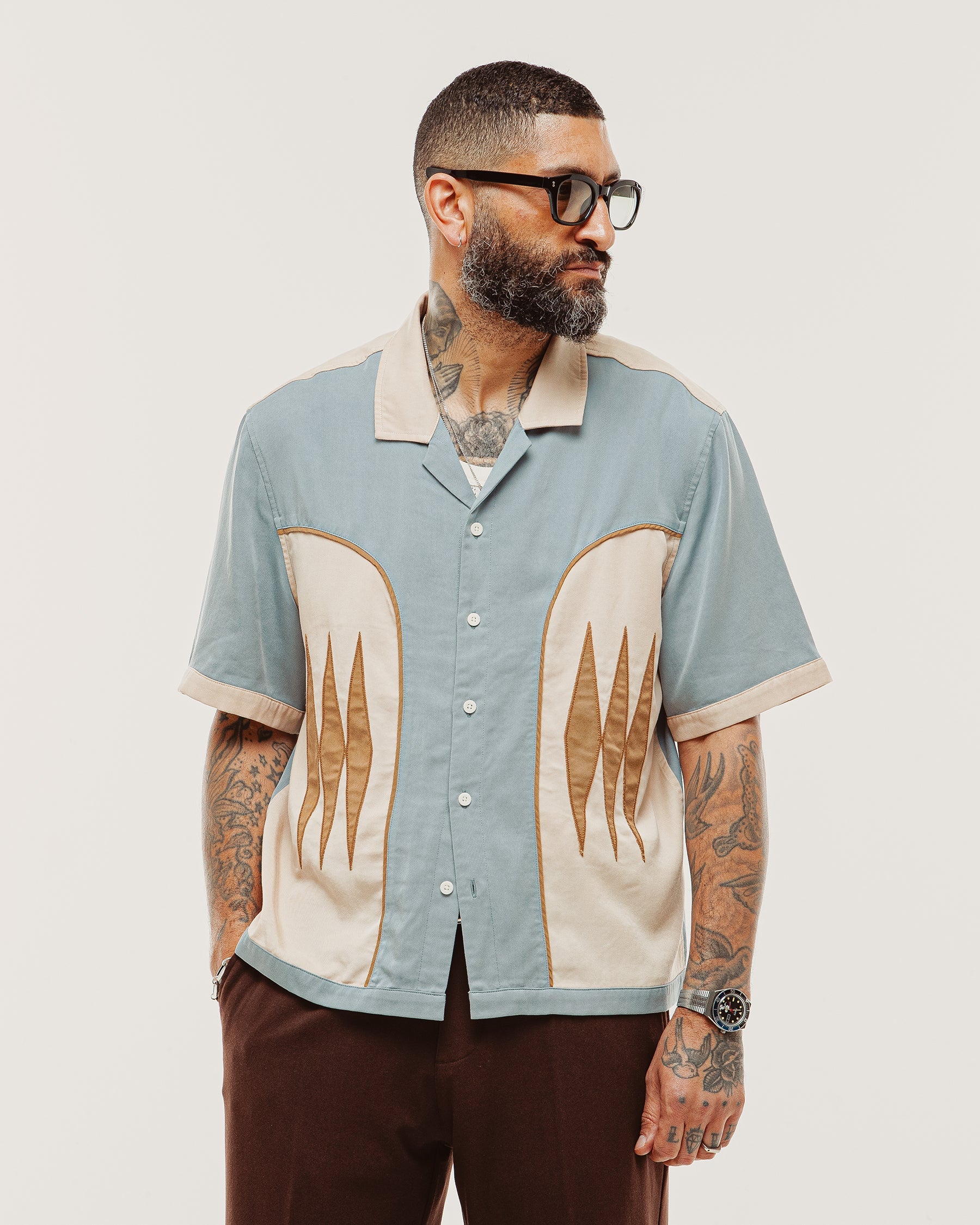 Walter Bowling Shirt - Vintage Blue